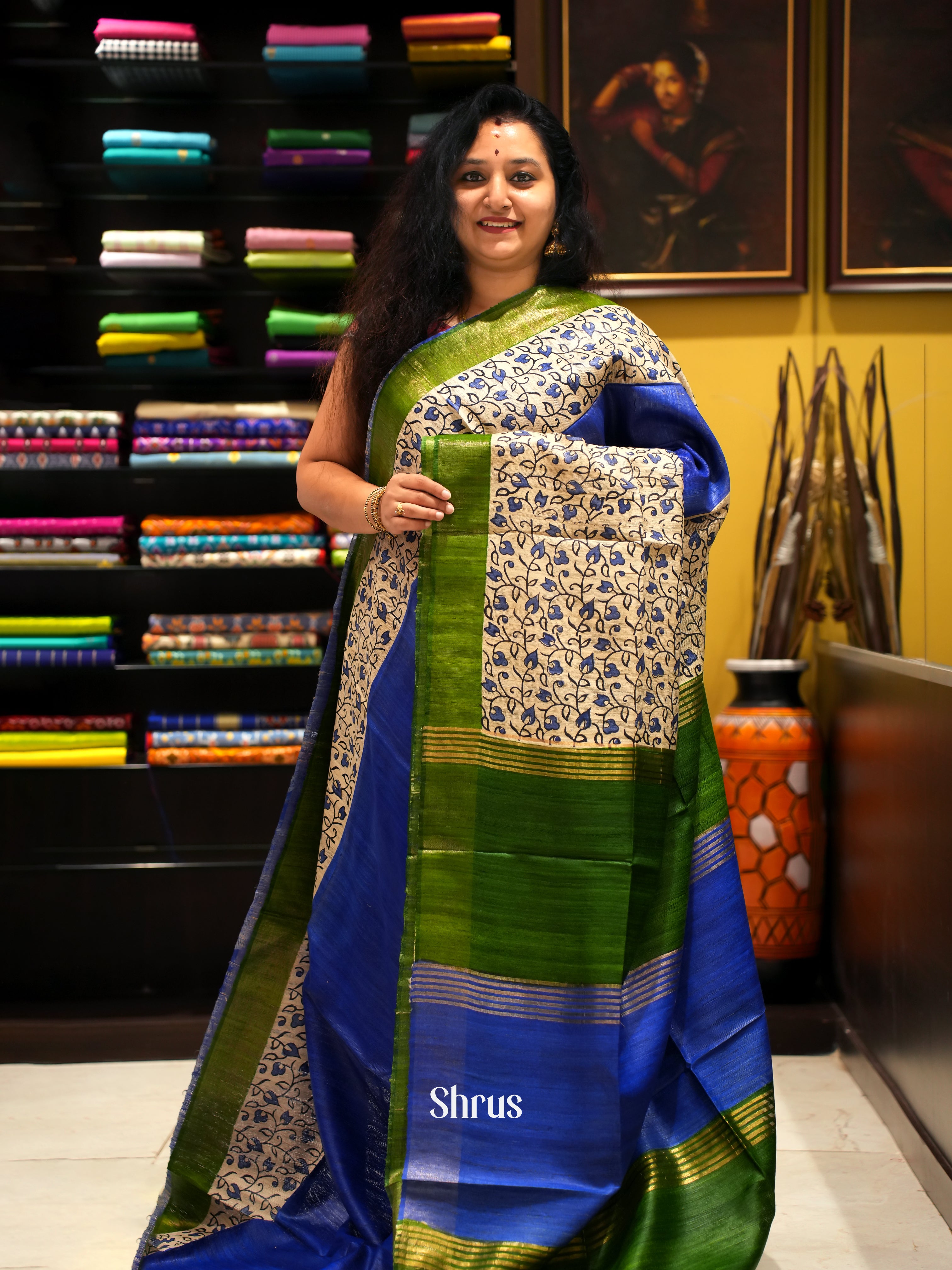 Blue & Green - Gicha Saree - Shop on ShrusEternity.com