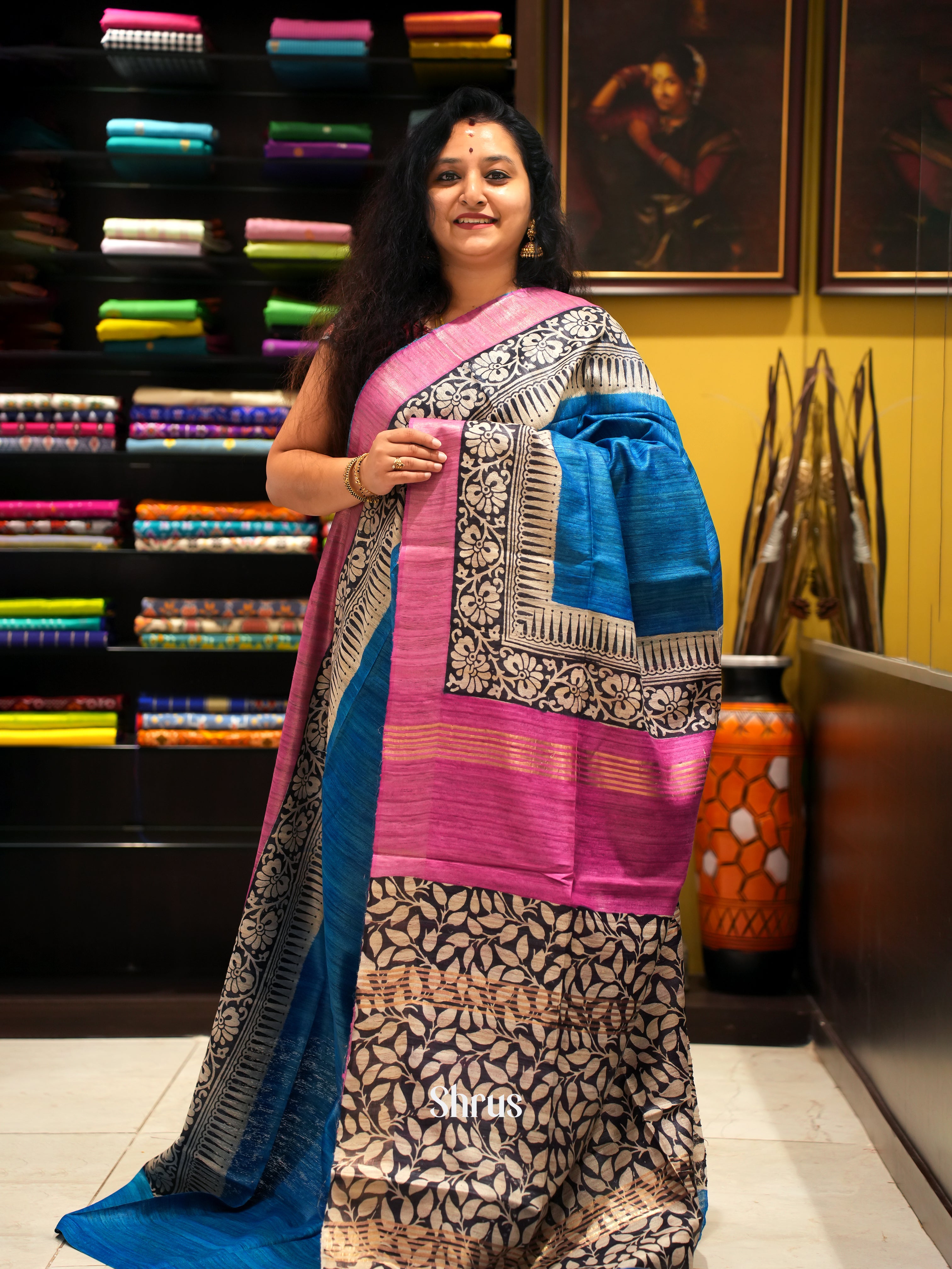 Blue & Pink - Gicha Saree - Shop on ShrusEternity.com