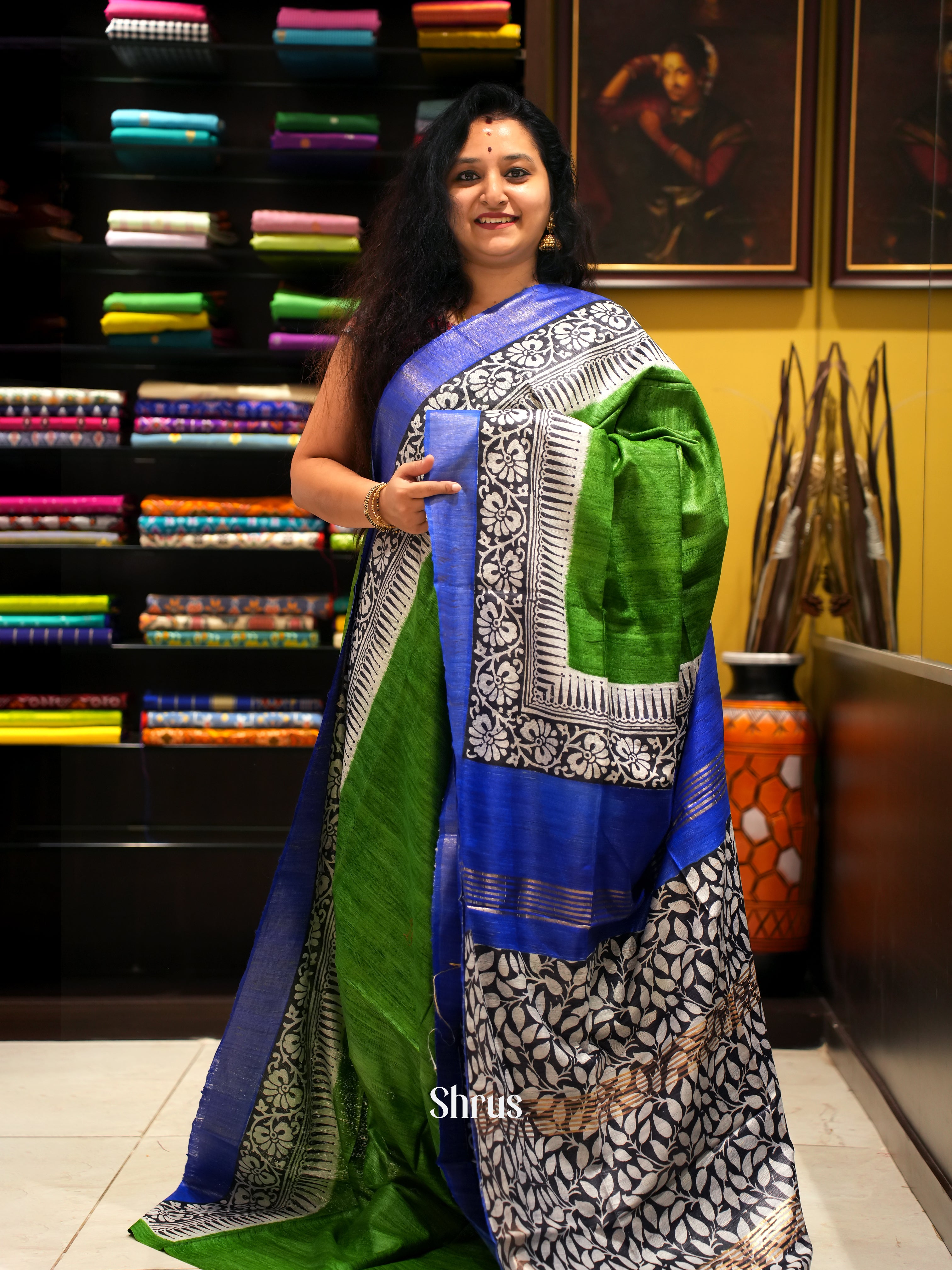 Green & Blue - Gicha Saree - Shop on ShrusEternity.com