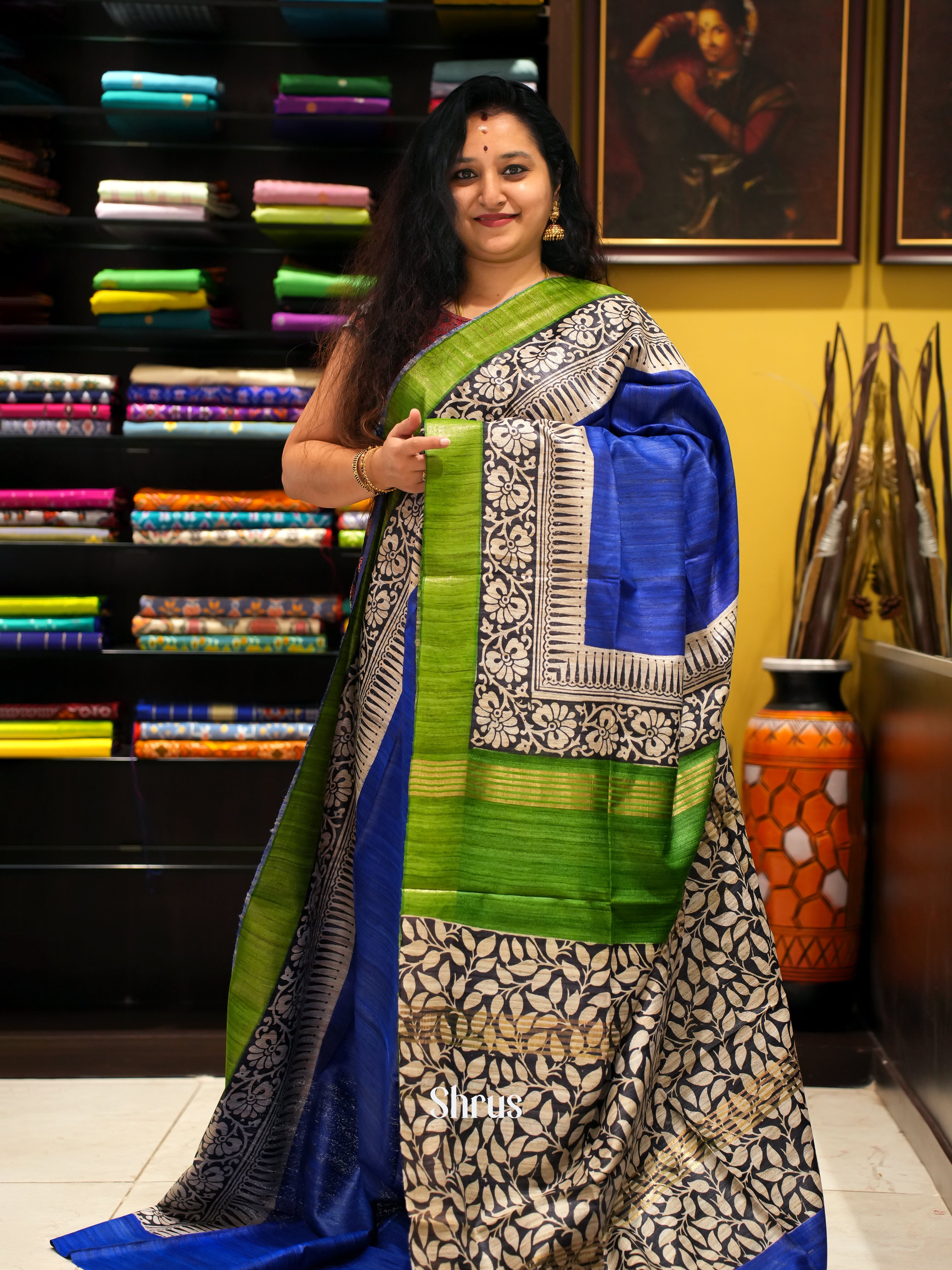 Blue & Green - Gicha Saree - Shop on ShrusEternity.com