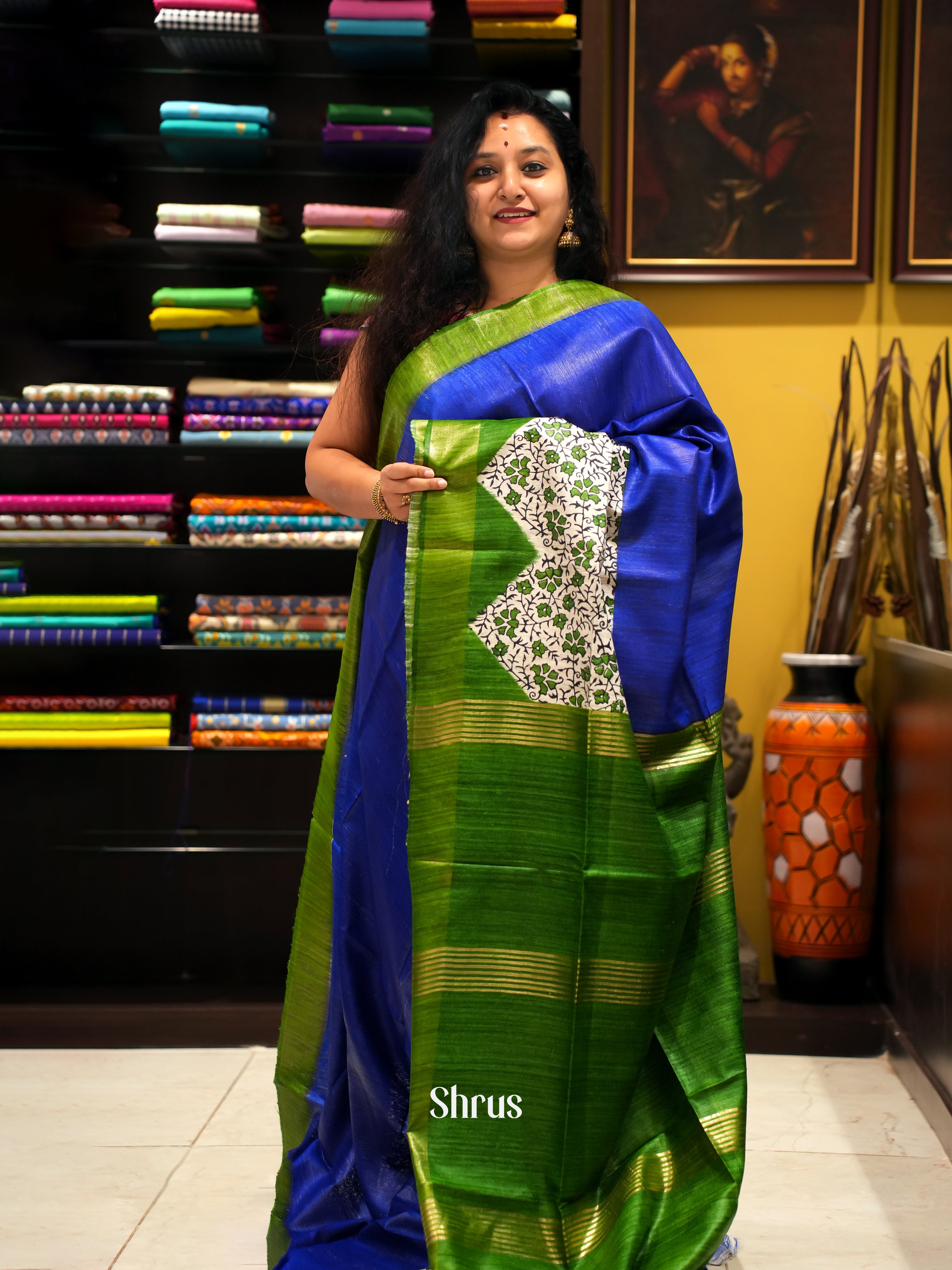 Blue & Green - Gicha Saree - Shop on ShrusEternity.com