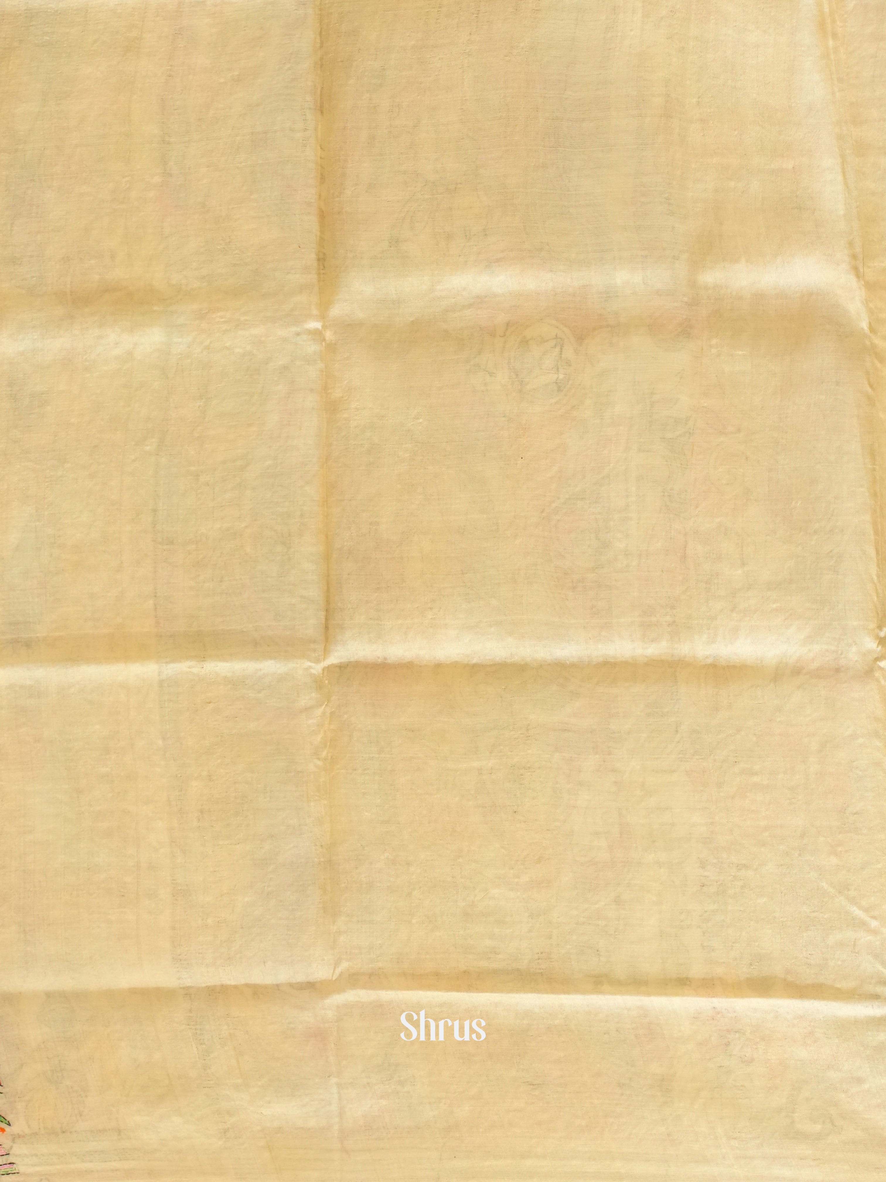 Cream(Single Tone) - Tussar Saree with Kantha Stitch - Shop on ShrusEternity.com