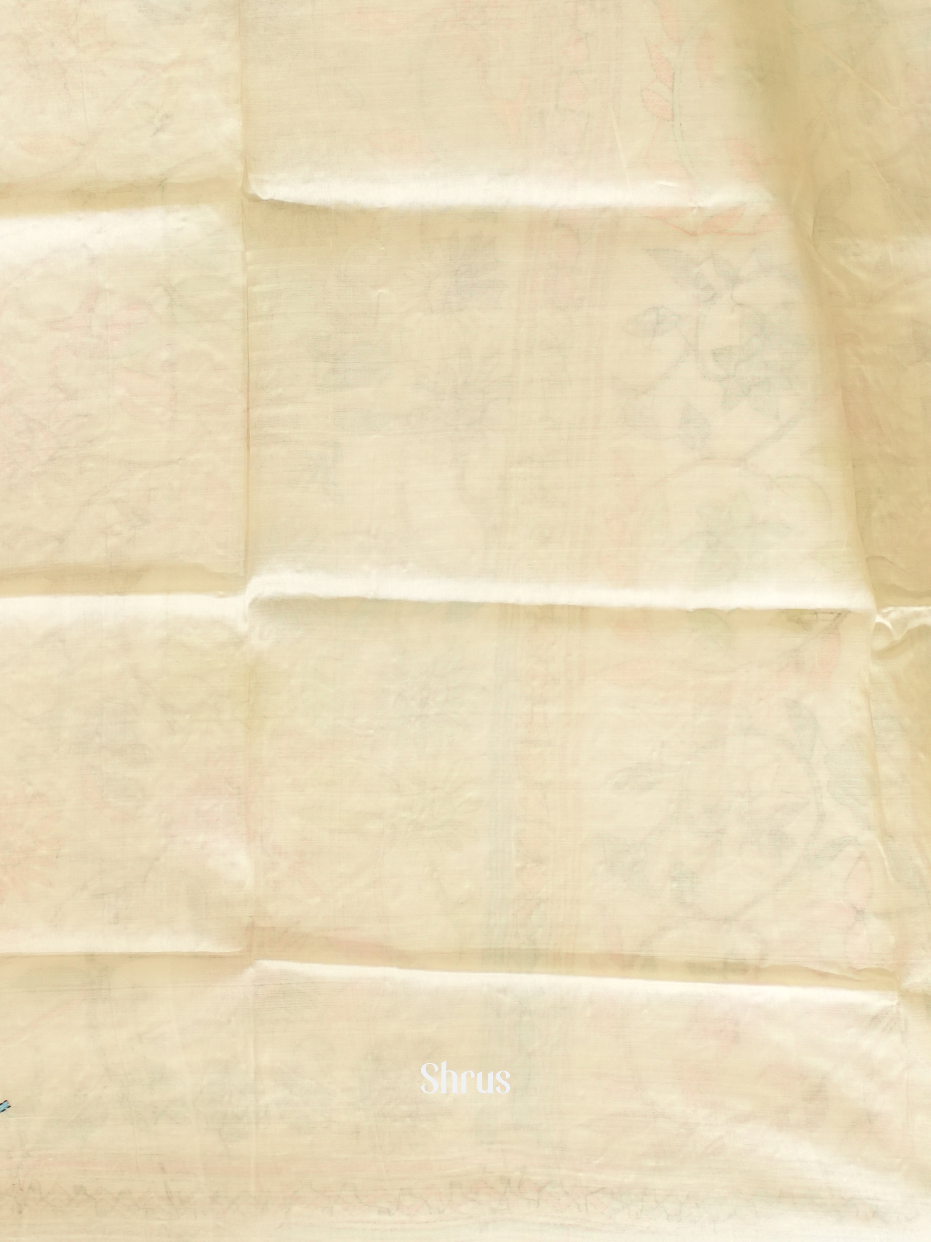 Cream(Single Tone) - Tussar Saree with Kantha Stitch - Shop on ShrusEternity.com