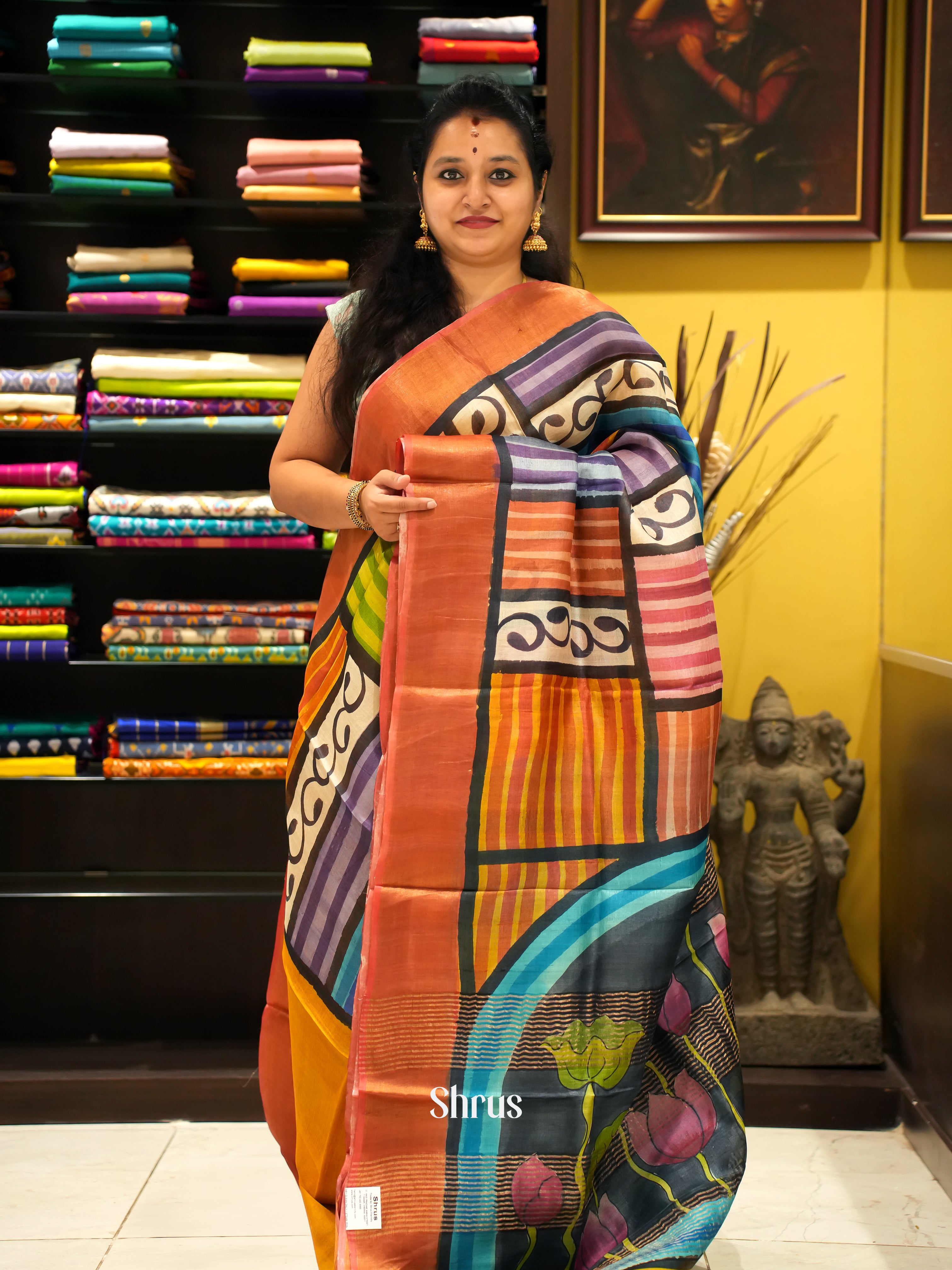 Multicolor & Blue - Tussar Saree - Shop on ShrusEternity.com