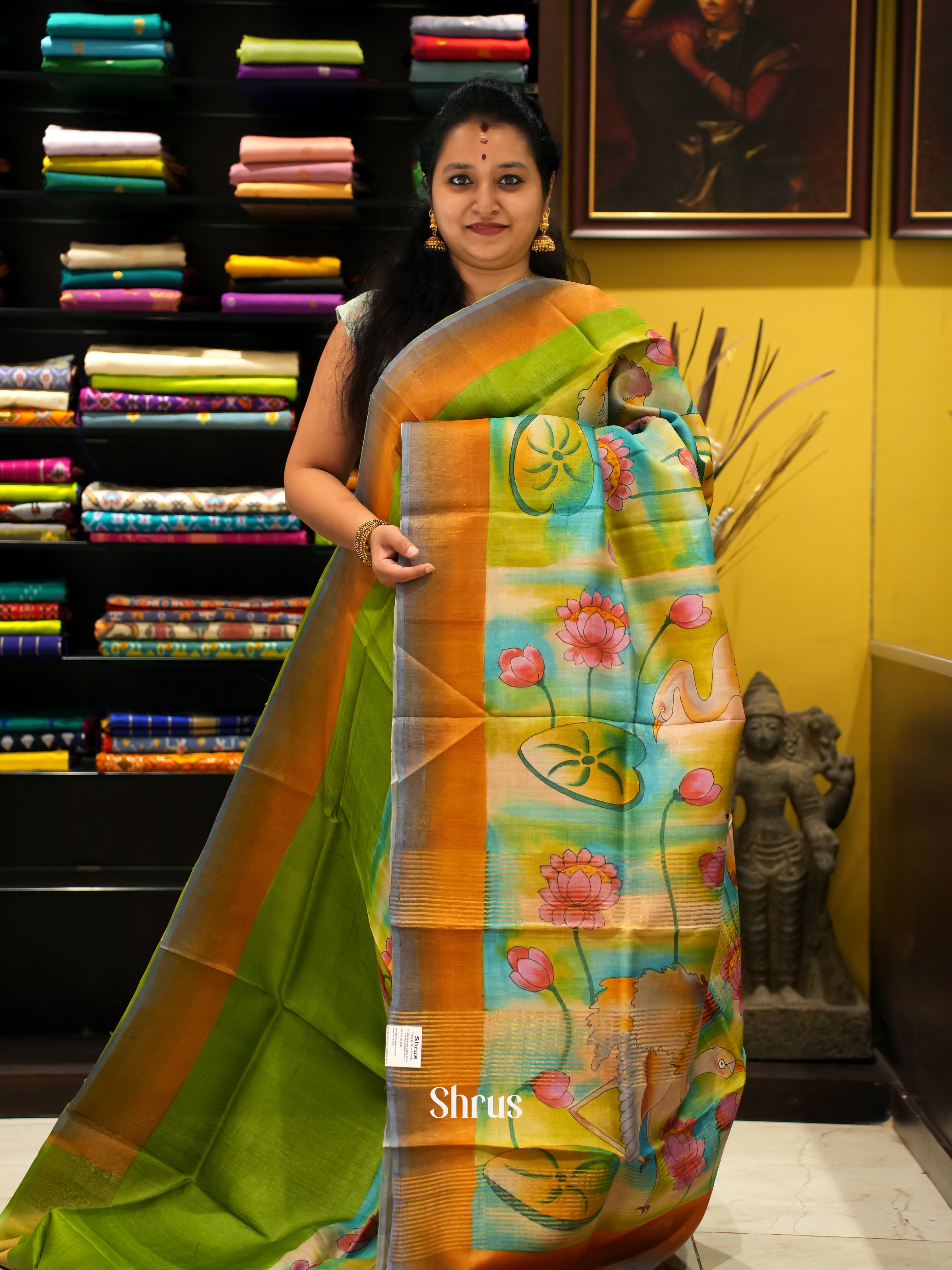 Green & Grey - Tussar Saree - Shop on ShrusEternity.com