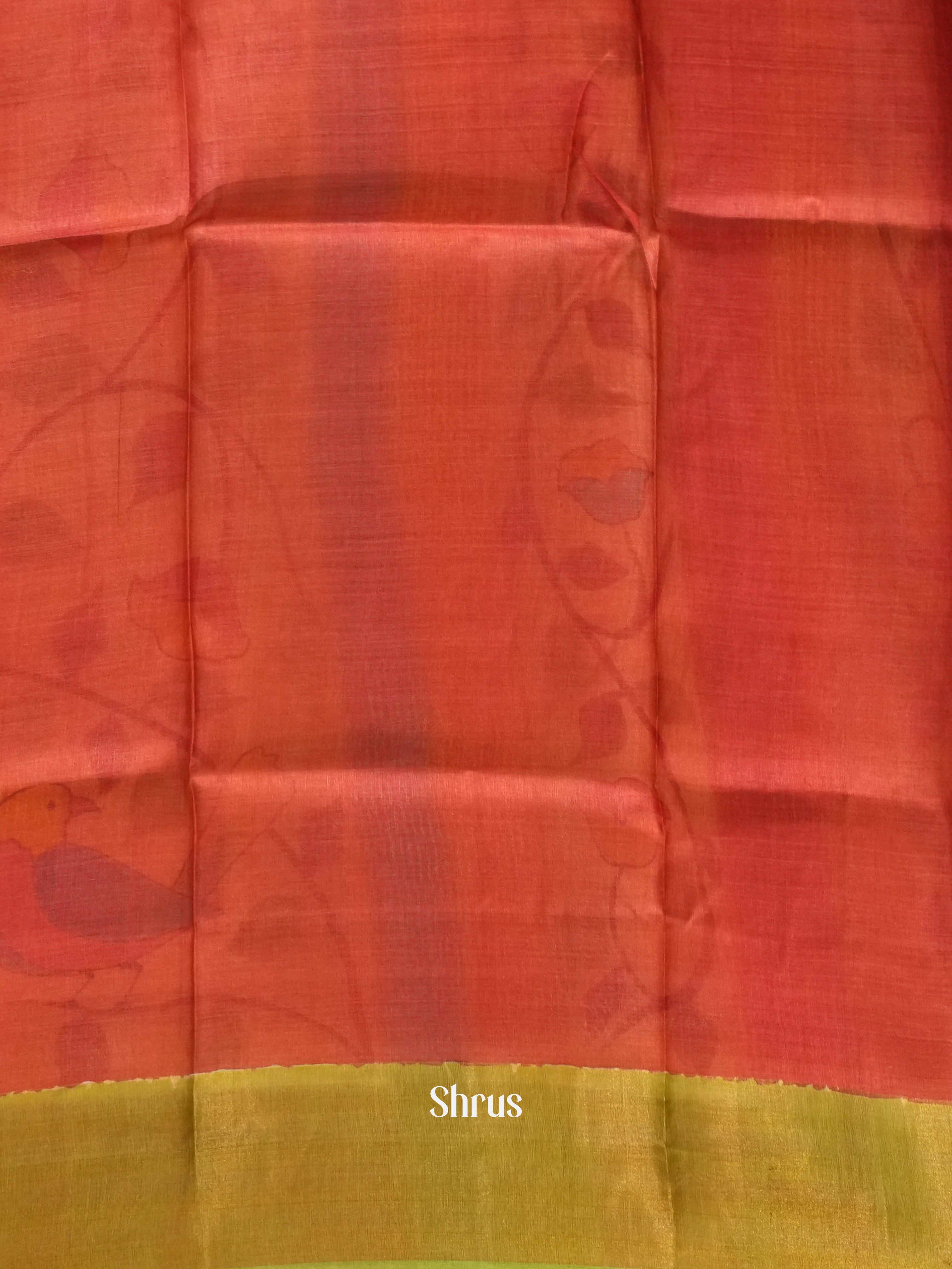 Green & Red - Tussar Saree - Shop on ShrusEternity.com