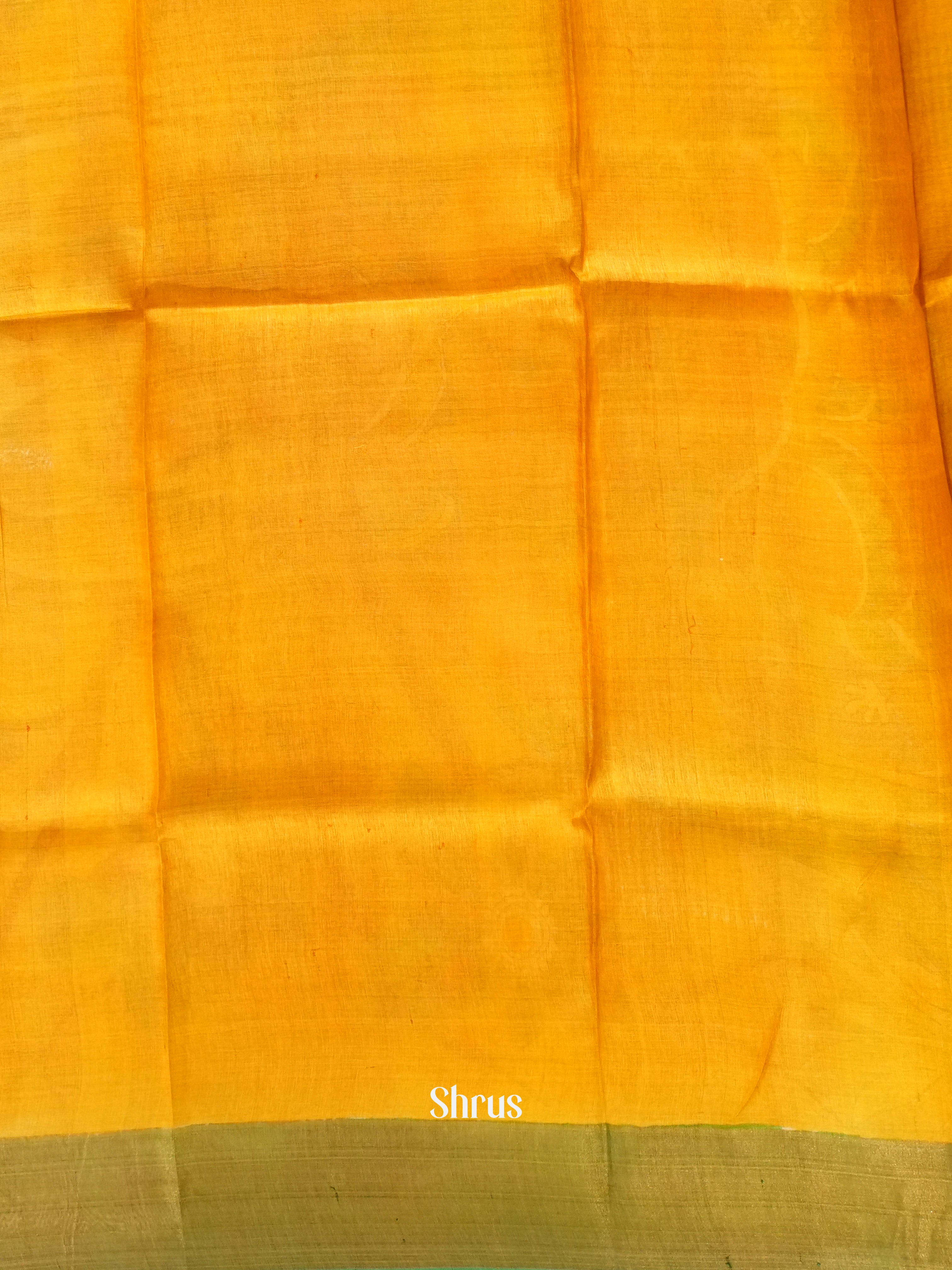 Yellow & Green - Tussar Saree - Shop on ShrusEternity.com
