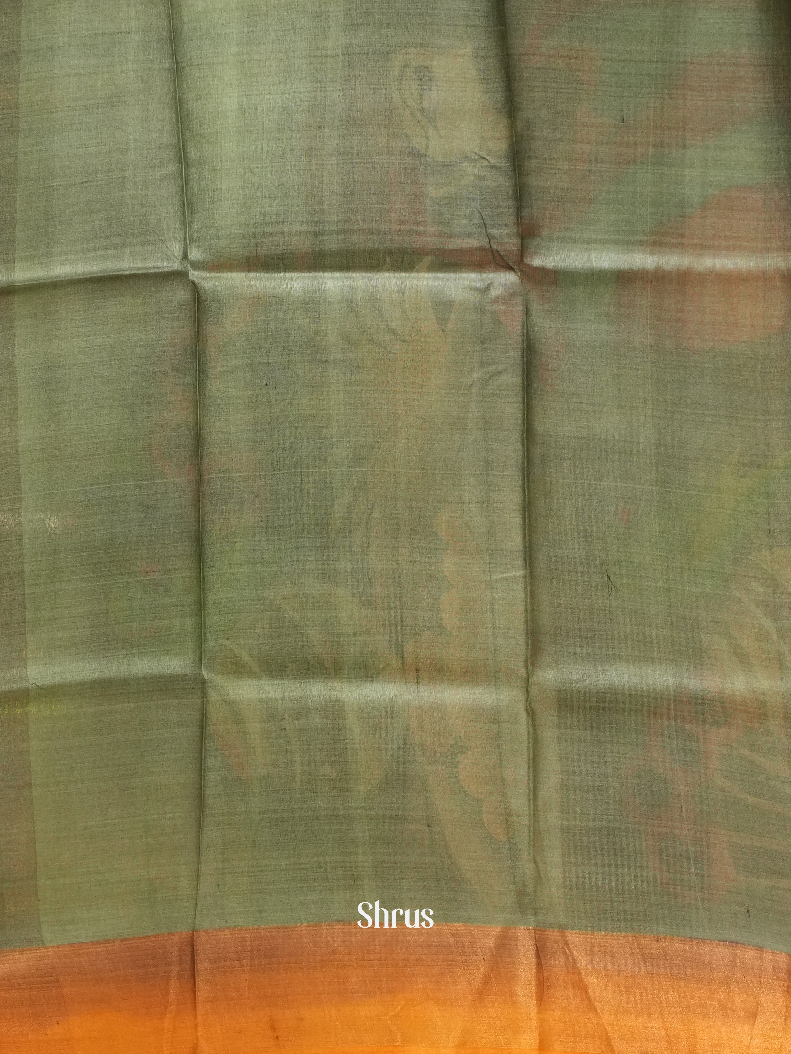 Grey & Orange - Tussar Saree - Shop on ShrusEternity.com