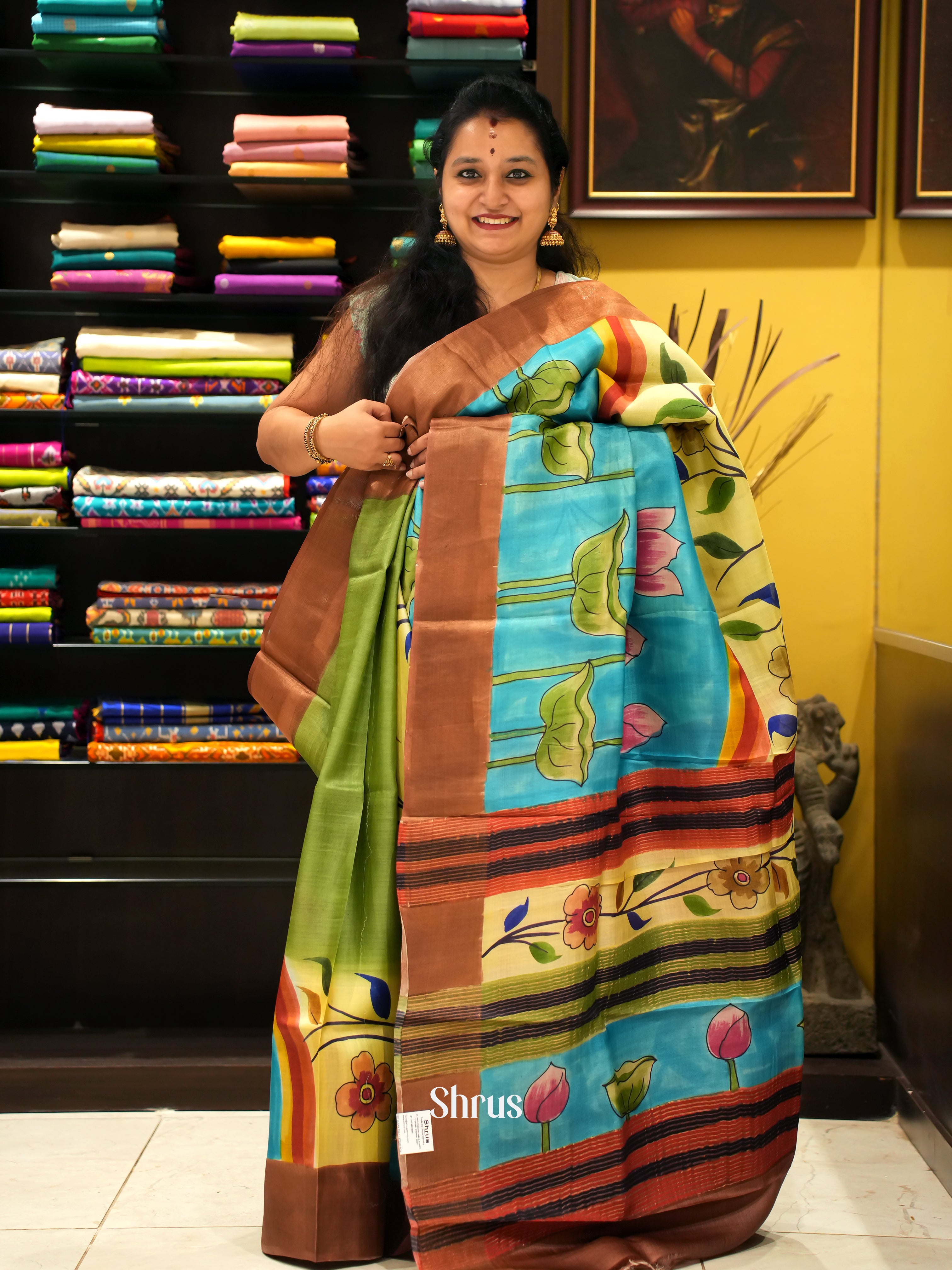 Green & Blue - Tussar Saree - Shop on ShrusEternity.com