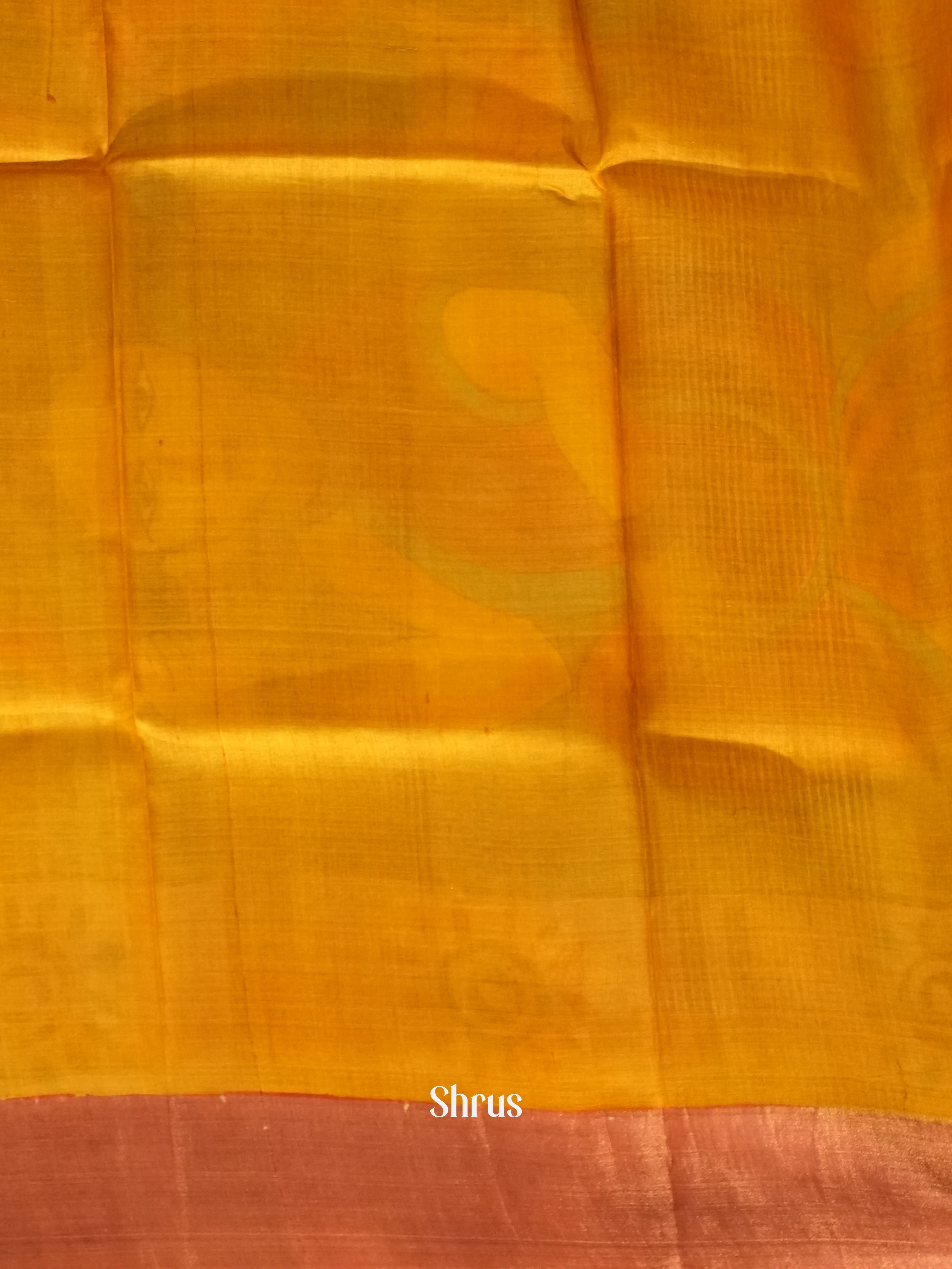 Mustard & Red - Tussar Saree - Shop on ShrusEternity.com