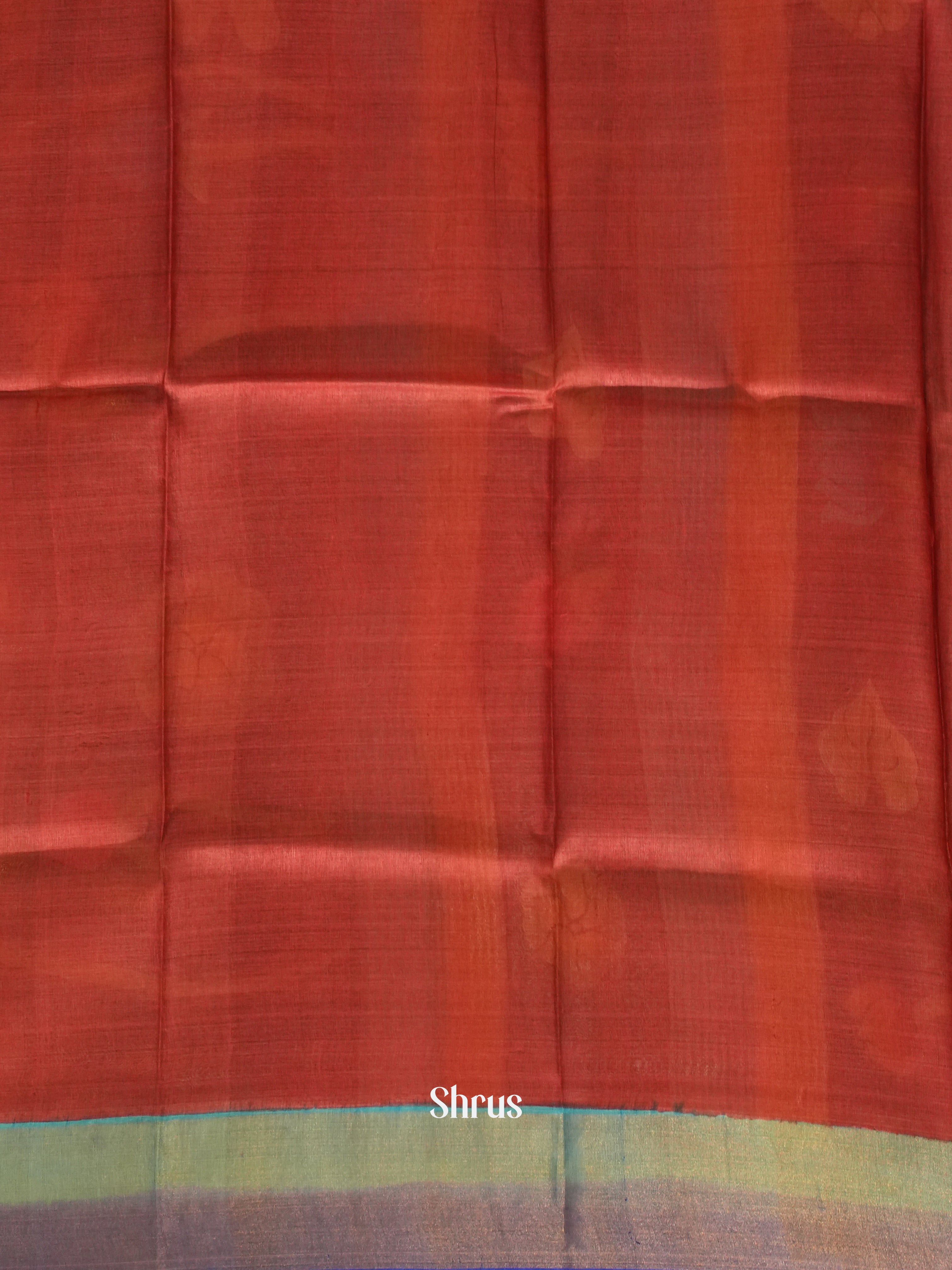 Blue & Red - Tussar Saree - Shop on ShrusEternity.com