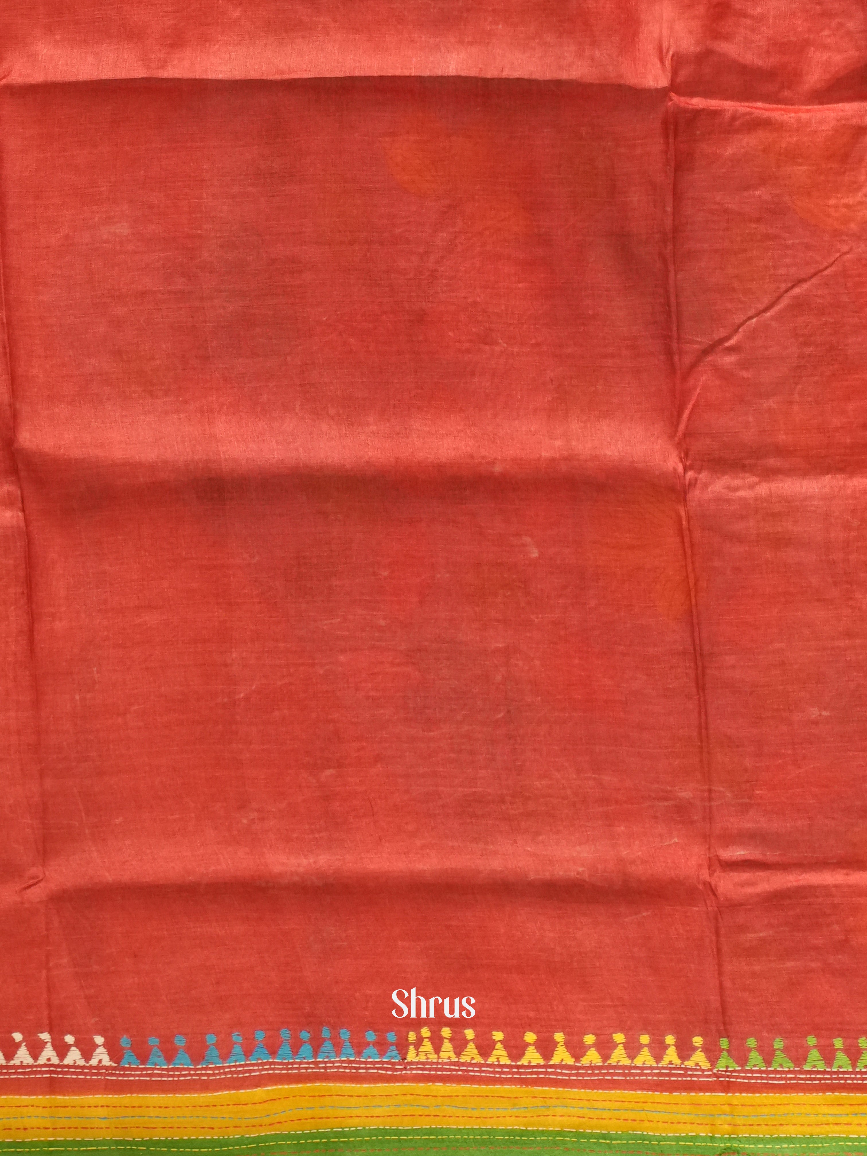Red & Green - Tussar Saree with Kantha Stitch - Shop on ShrusEternity.com
