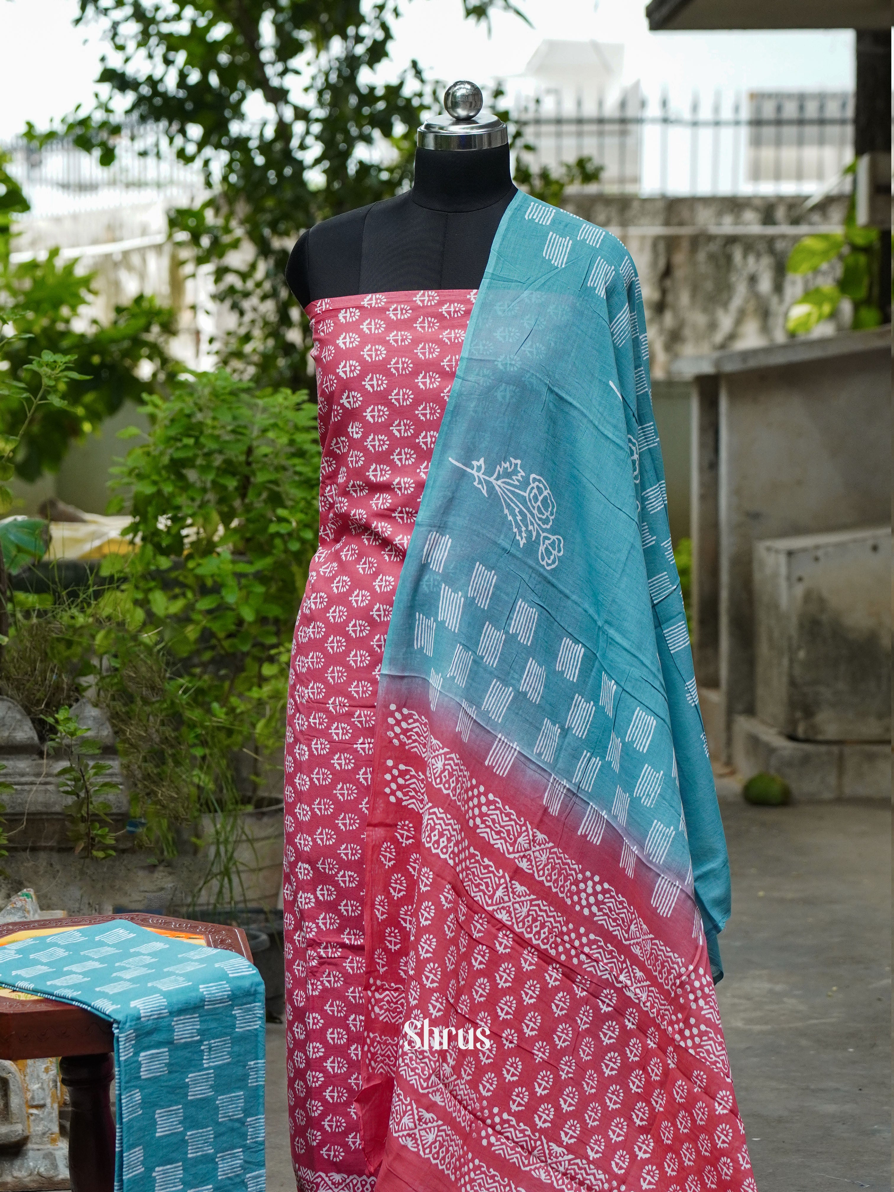 Pink & Blue - Cotton salwar - Shop on ShrusEternity.com