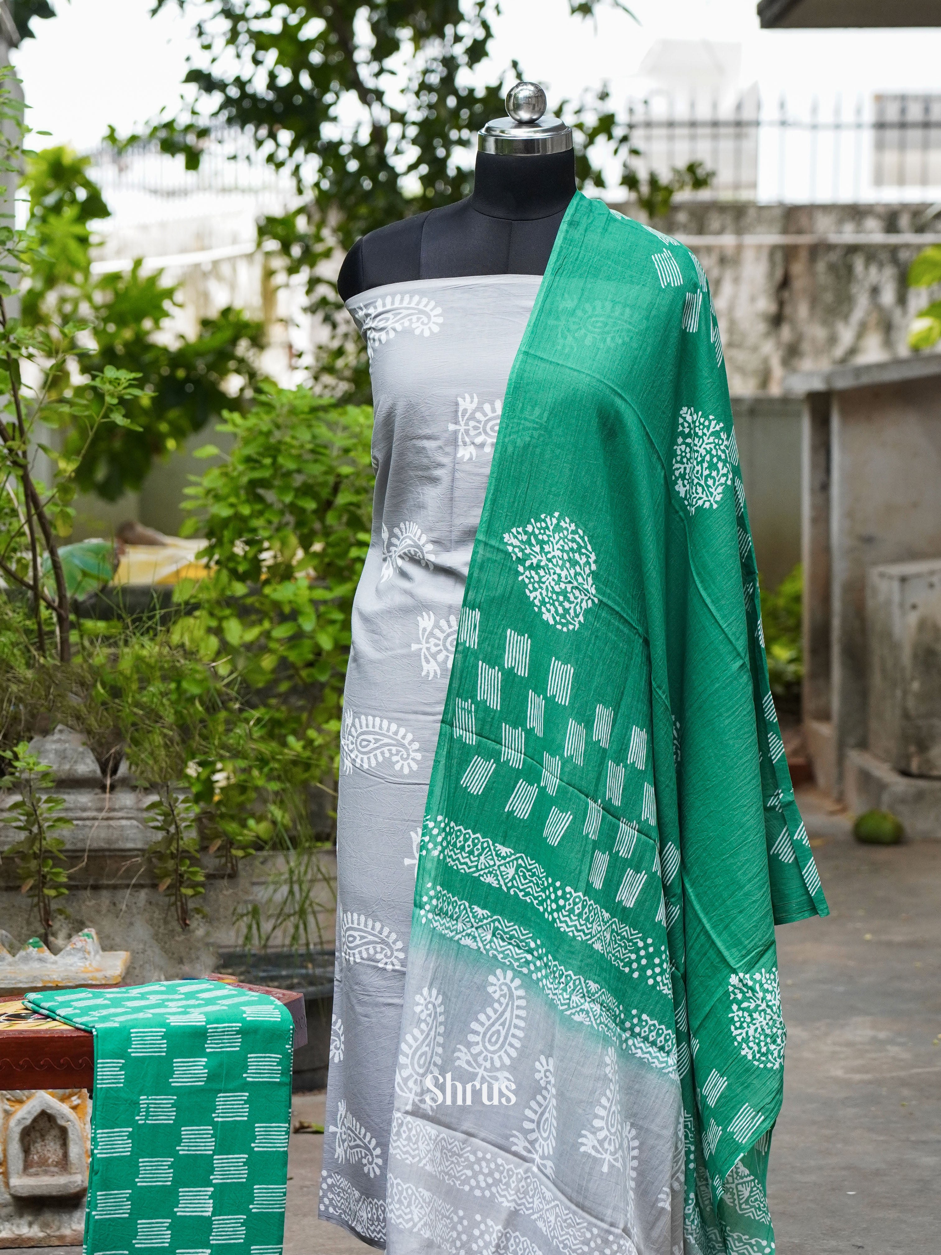 Grey & Green - Cotton salwar - Shop on ShrusEternity.com