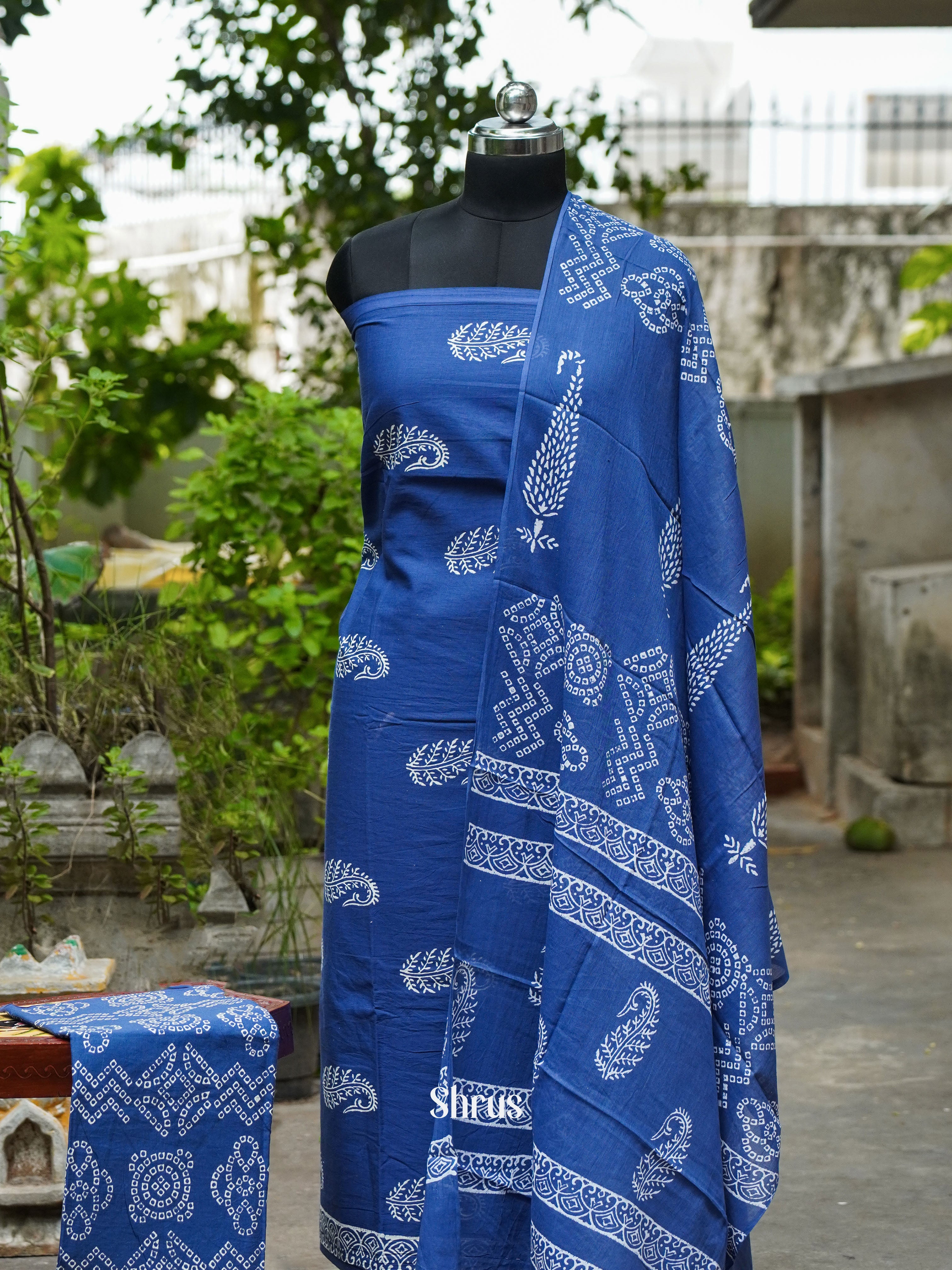 Blue - Cotton salwar - Shop on ShrusEternity.com