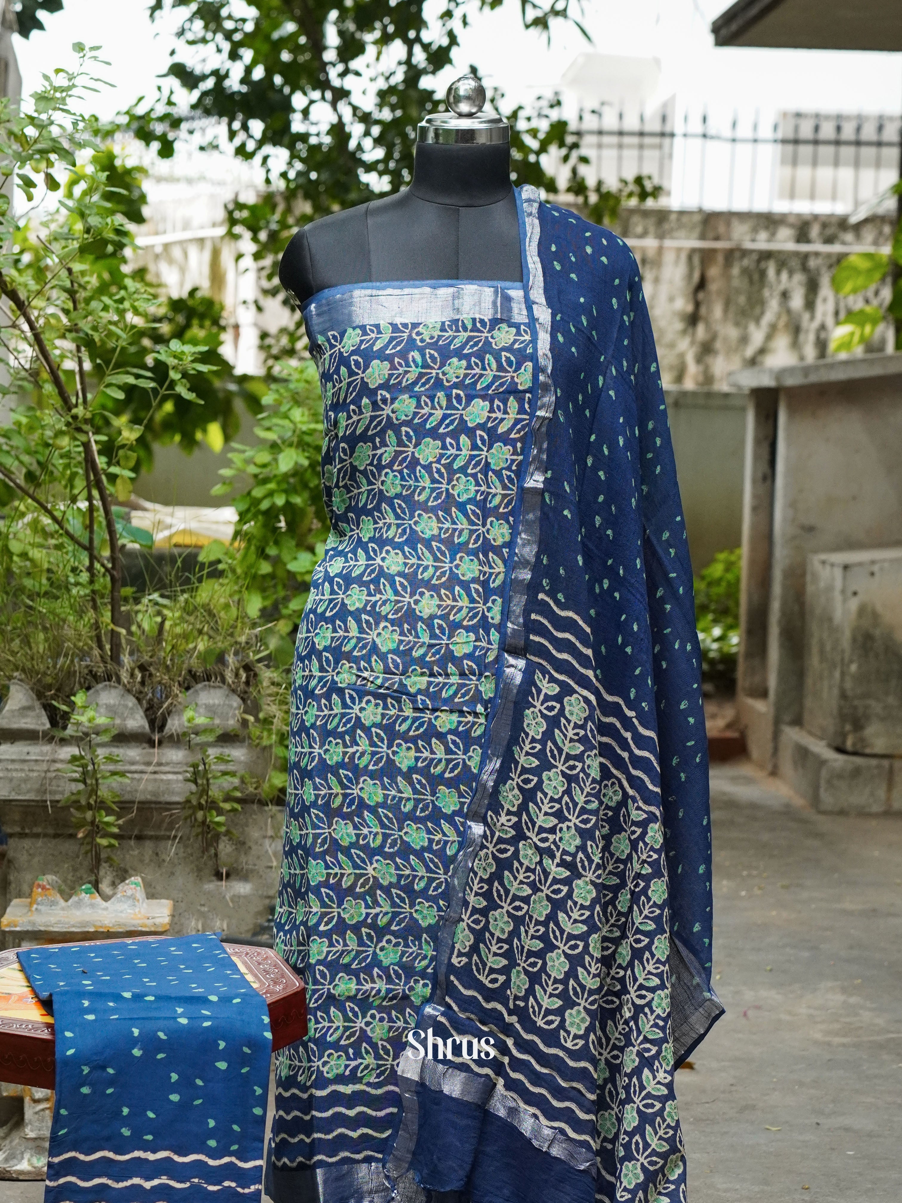 Blue- Linen salwar - Shop on ShrusEternity.com