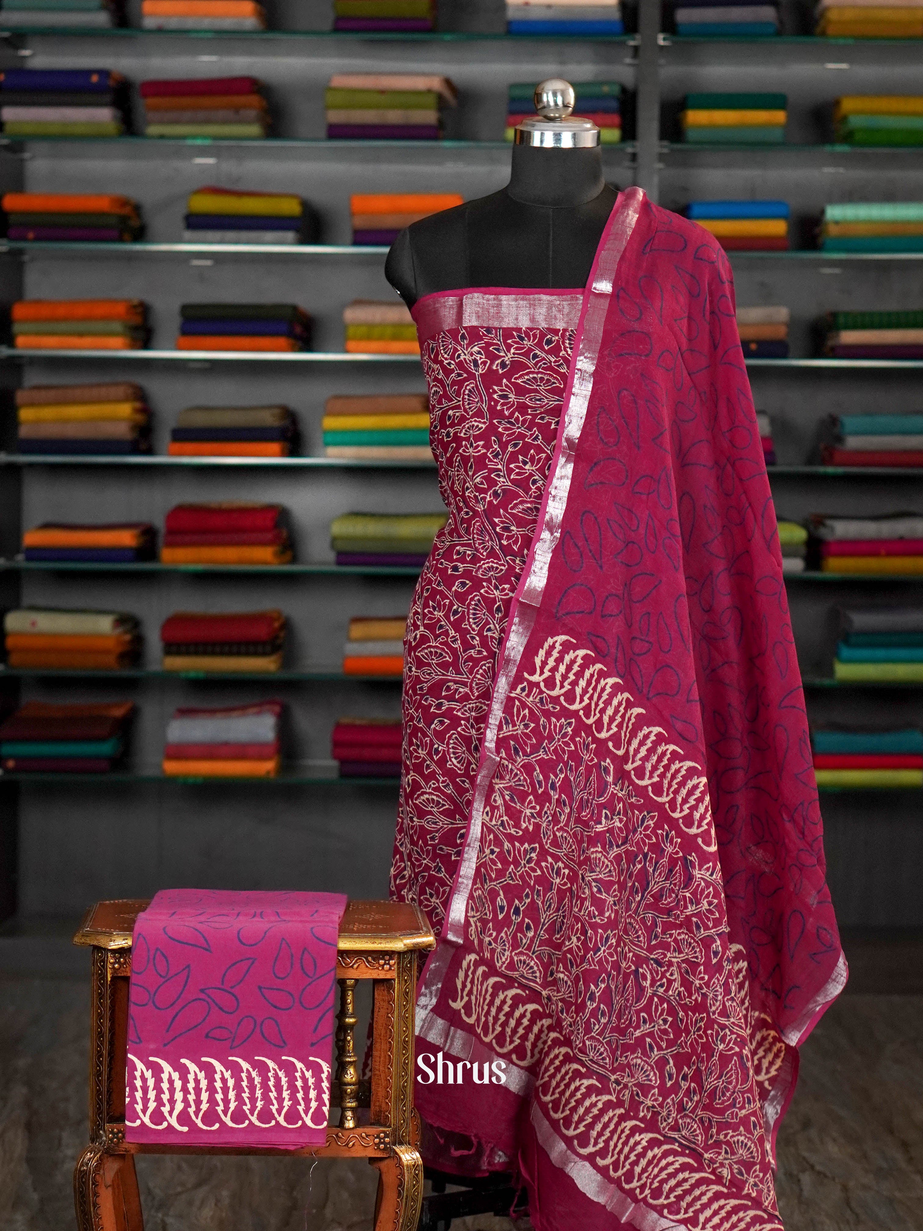Magenta - unstitched salwar - Shop on ShrusEternity.com