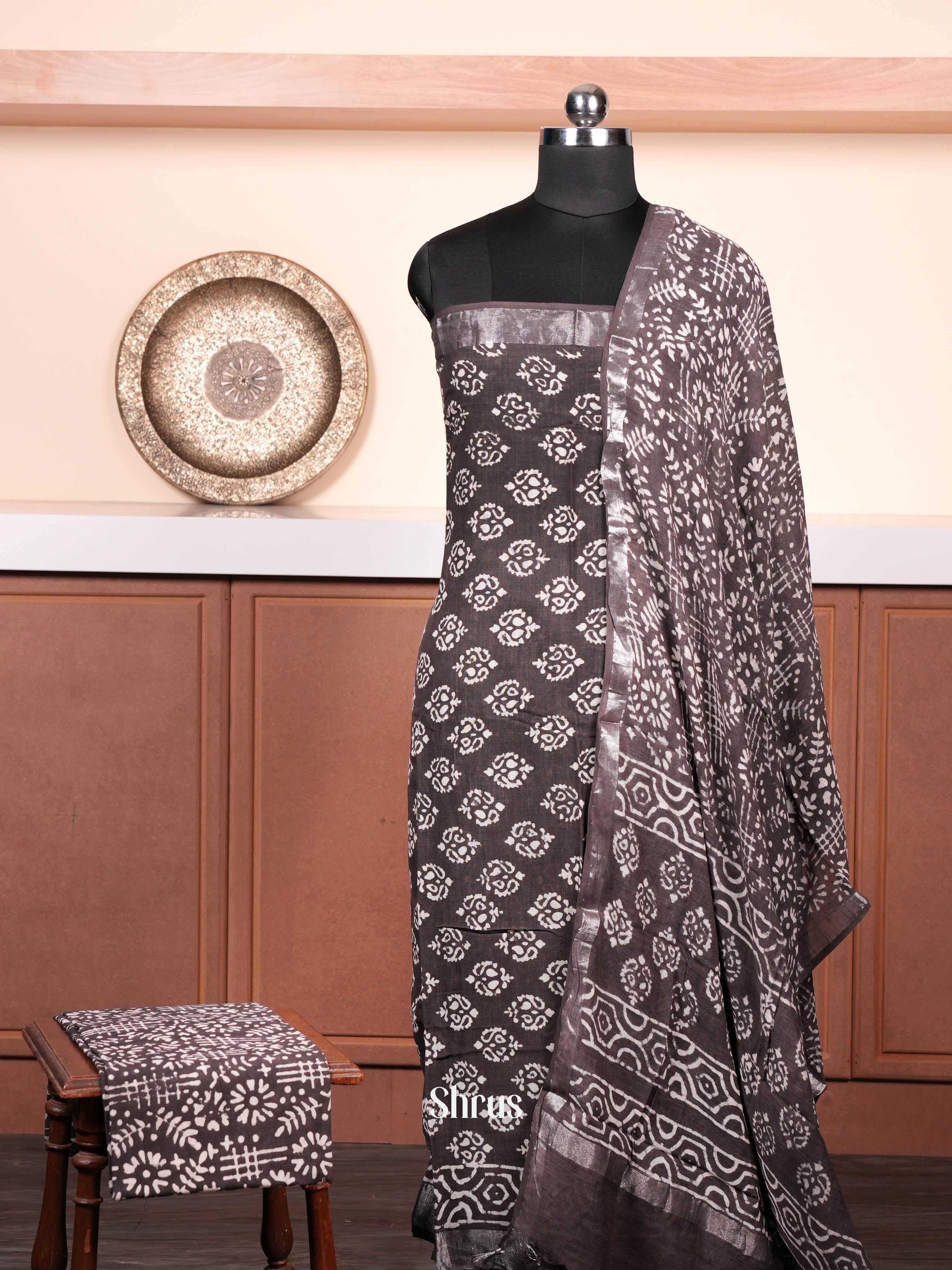 Grey - Linen Salwar - Shop on ShrusEternity.com