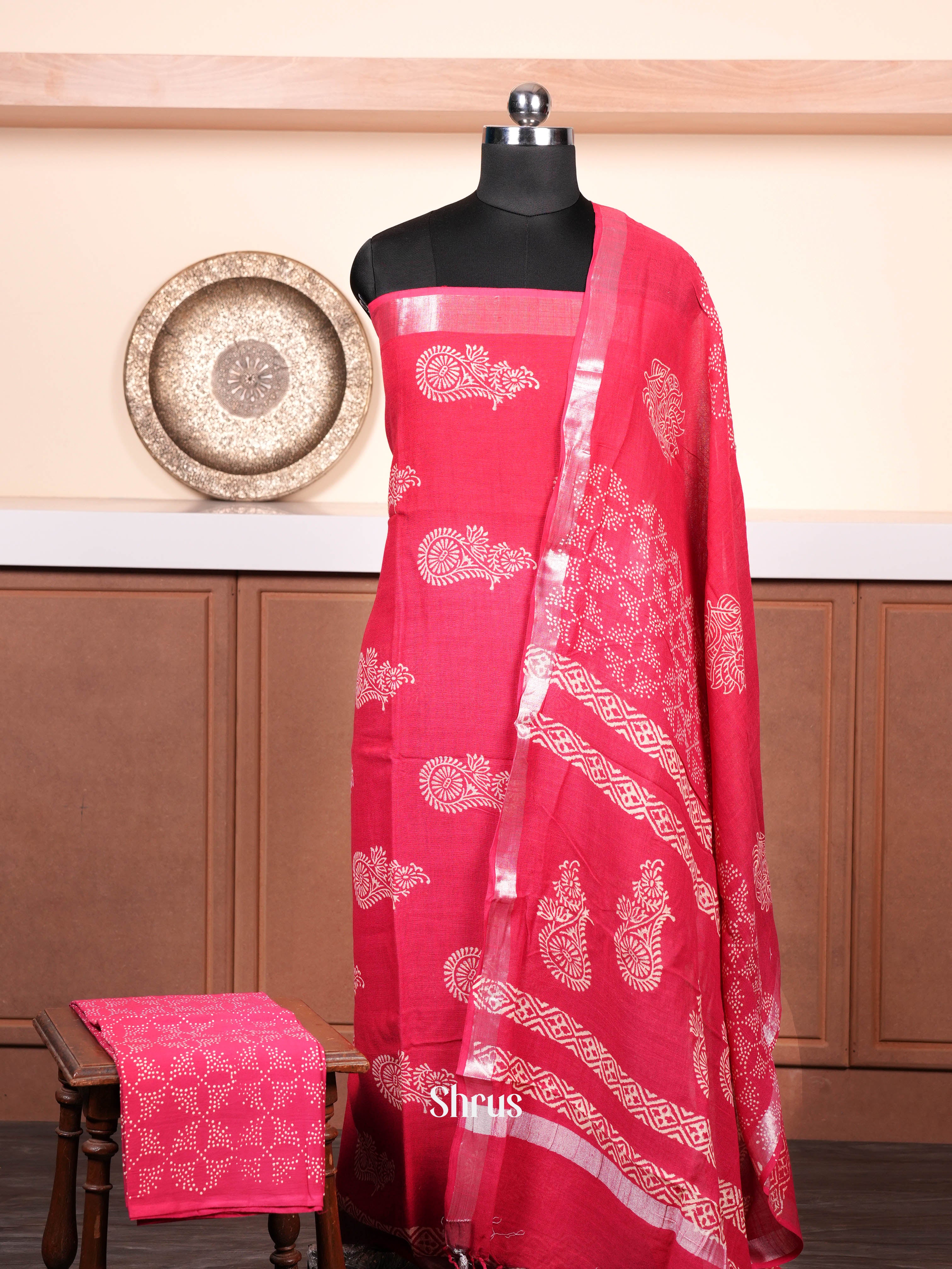 Rosy Red - Linen Salwar - Shop on ShrusEternity.com