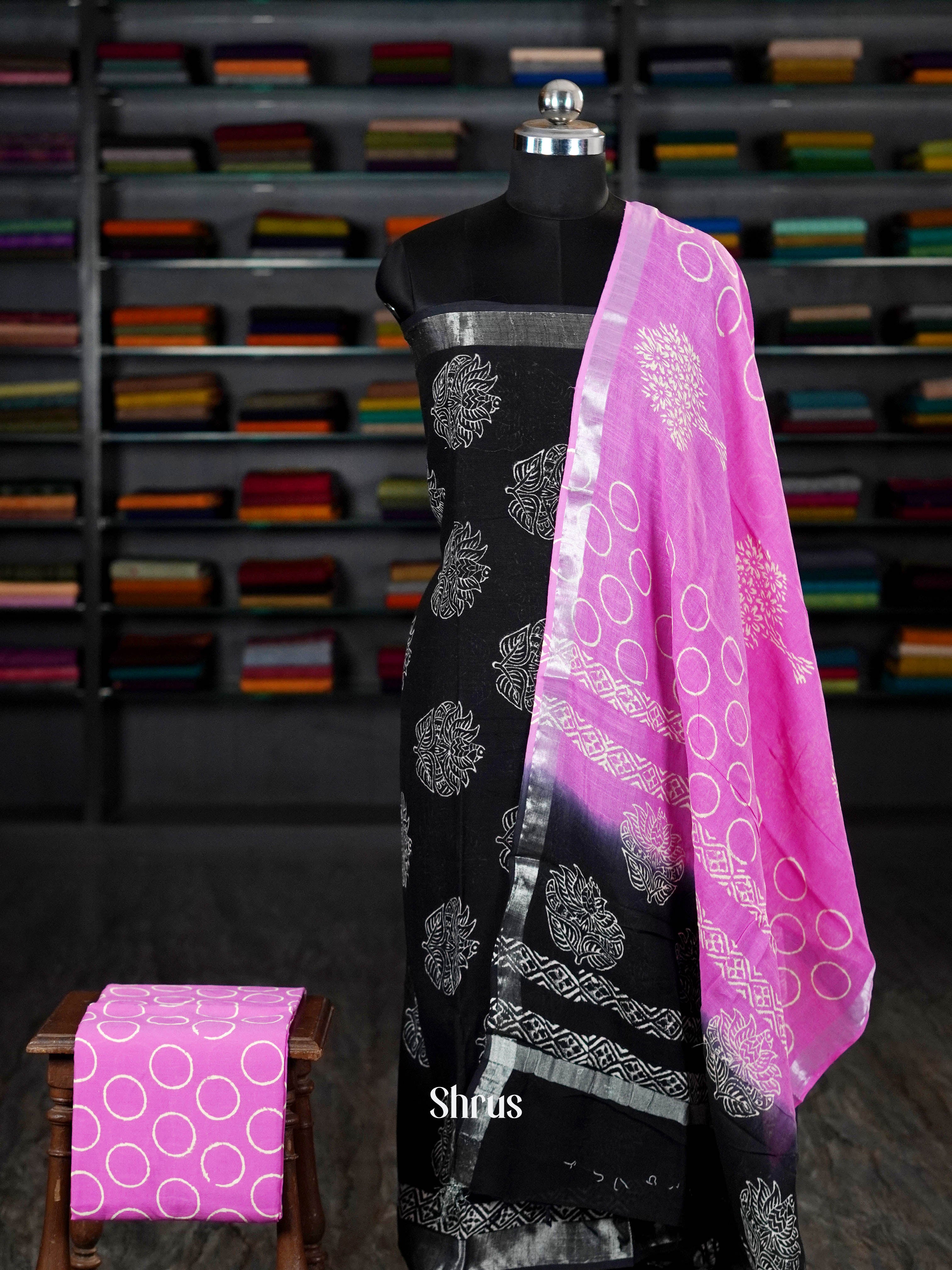 Black & Pink - Linen Salwar - Shop on ShrusEternity.com