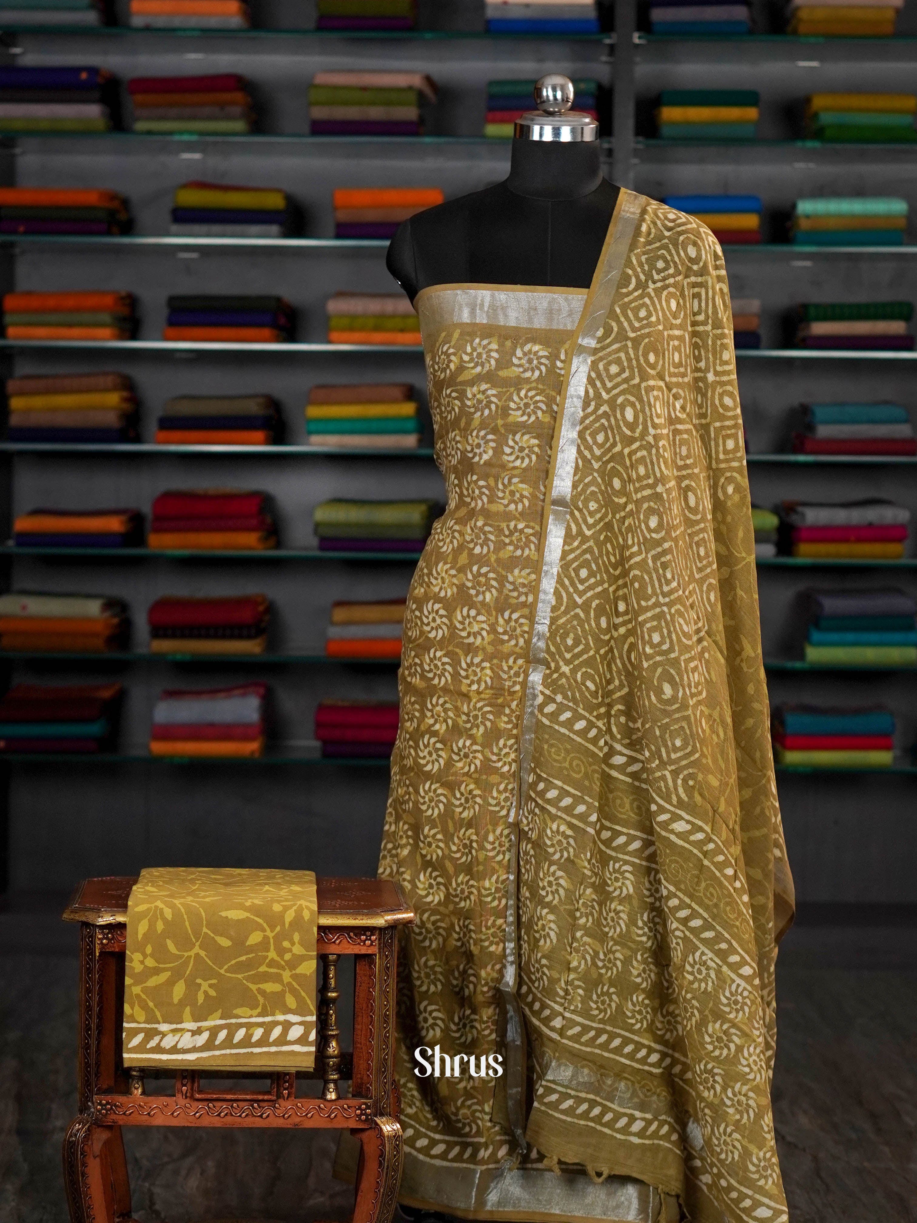 Olive Green - unstitched salwar - Shop on ShrusEternity.com