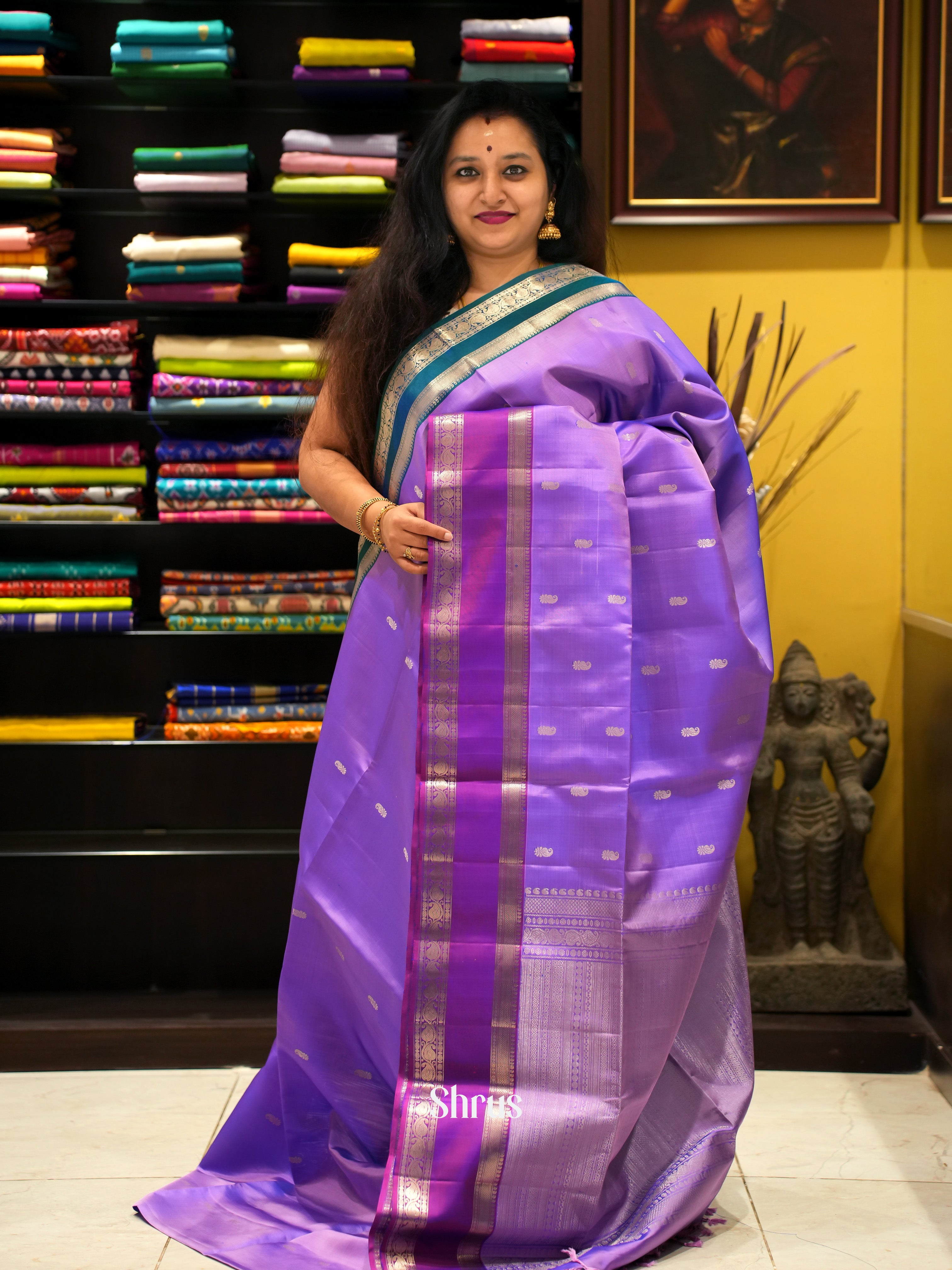 Lavender & Purple - Soft Silk Saree - Shop on ShrusEternity.com