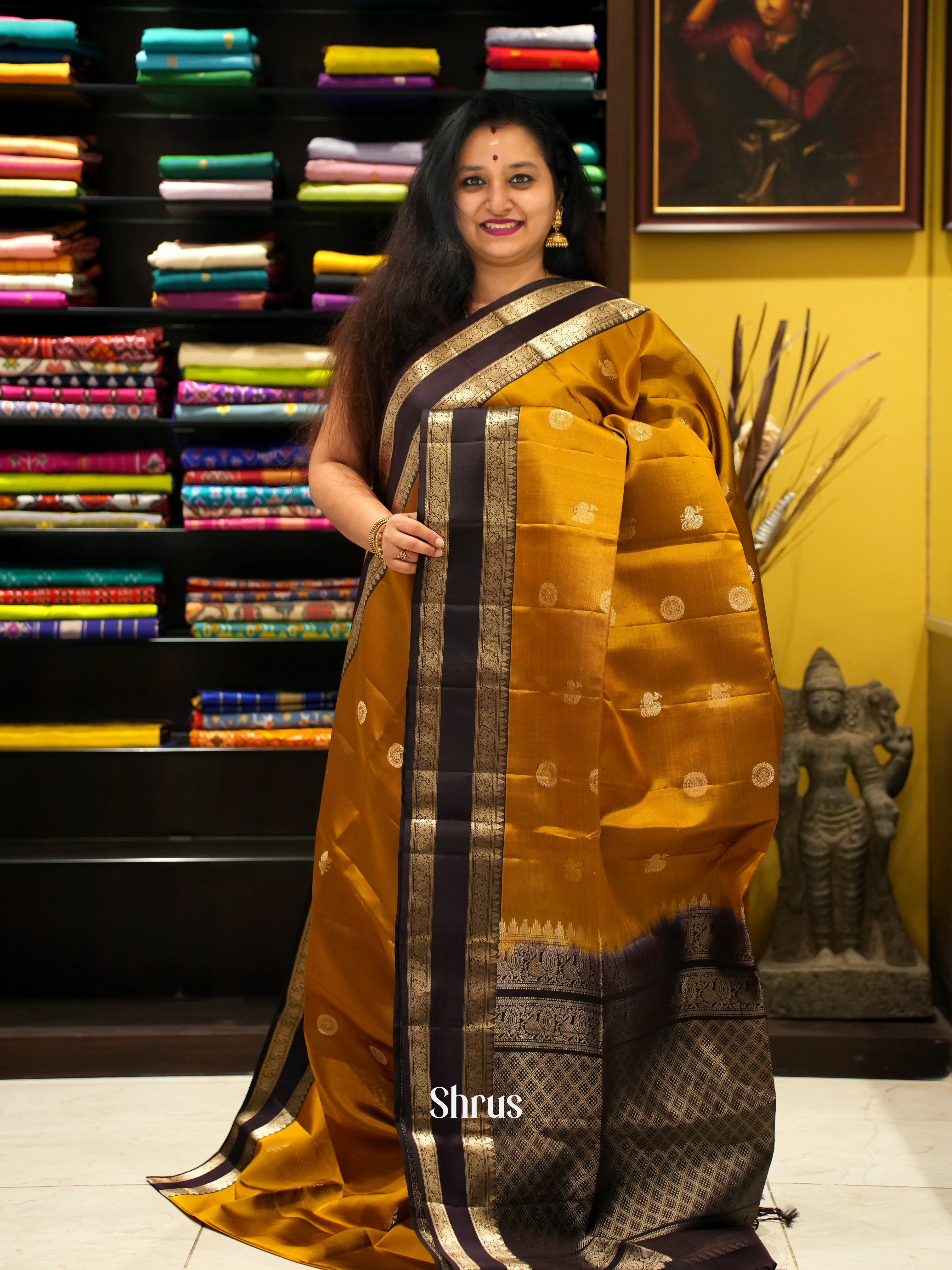 Honey & Brown - Soft Silk Saree - Shop on ShrusEternity.com