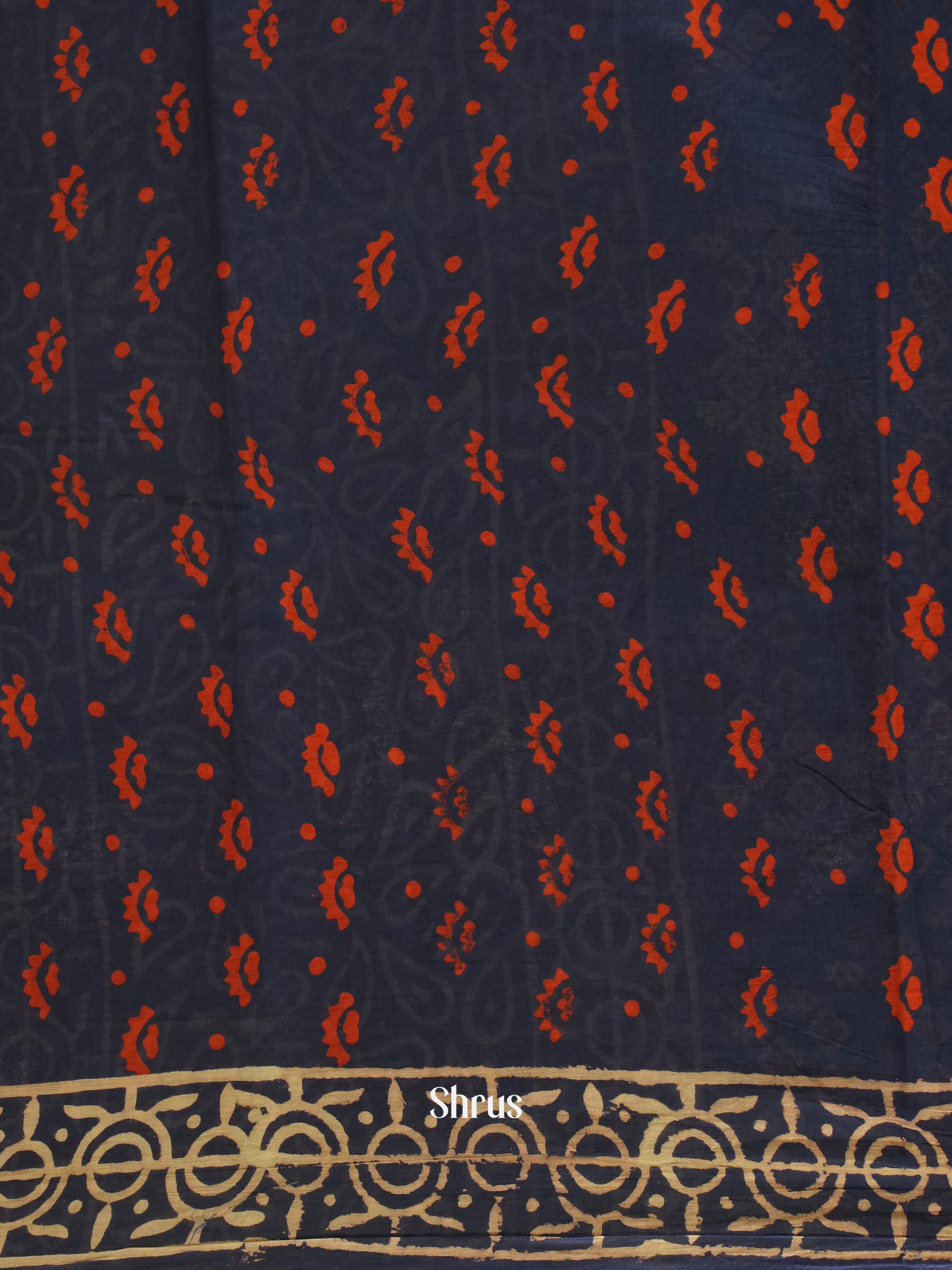 Blue & Red -Jaipur cotton Saree - Shop on ShrusEternity.com