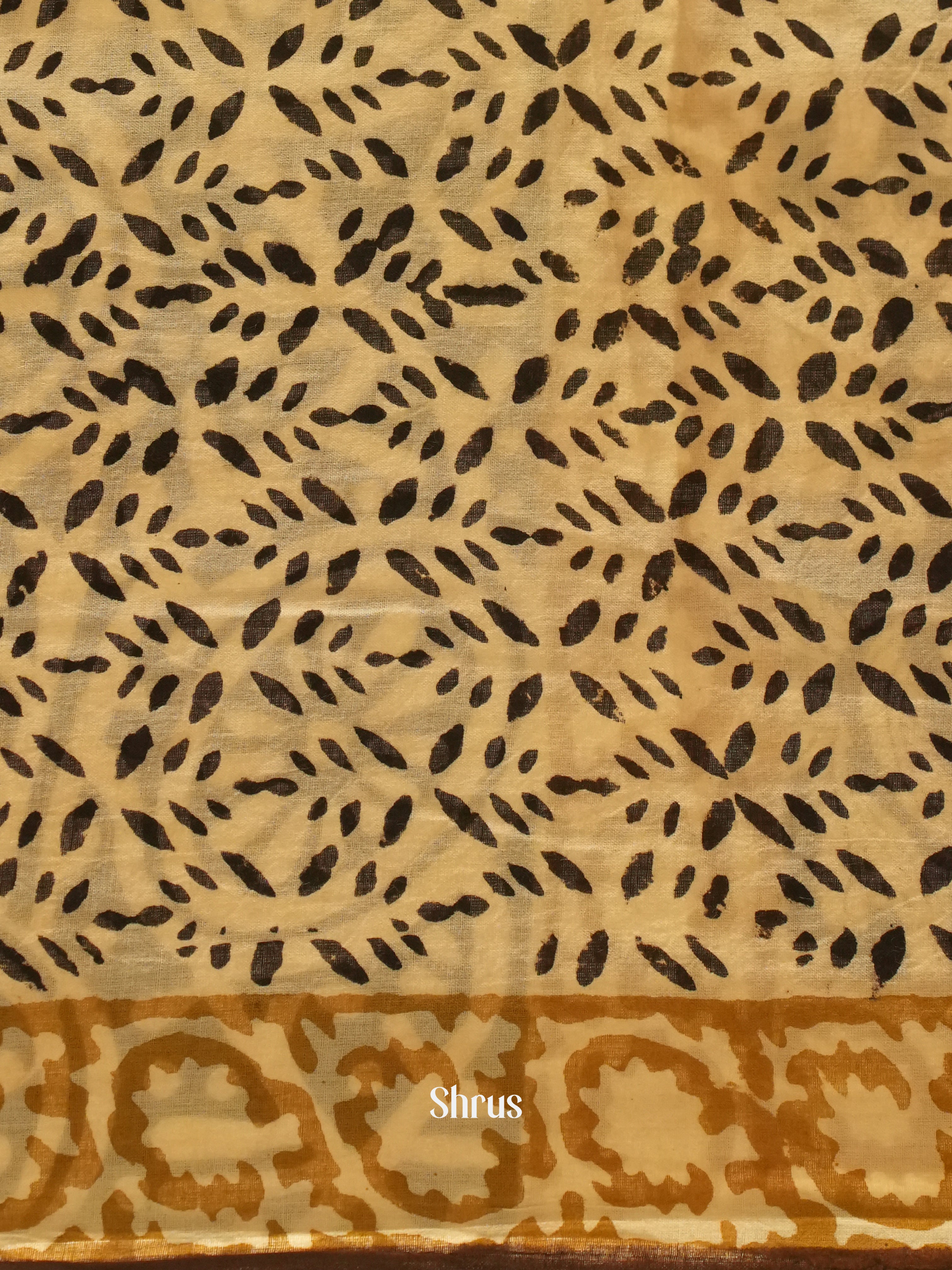 Brown & Cream - Jaipur cotton Saree - Shop on ShrusEternity.com