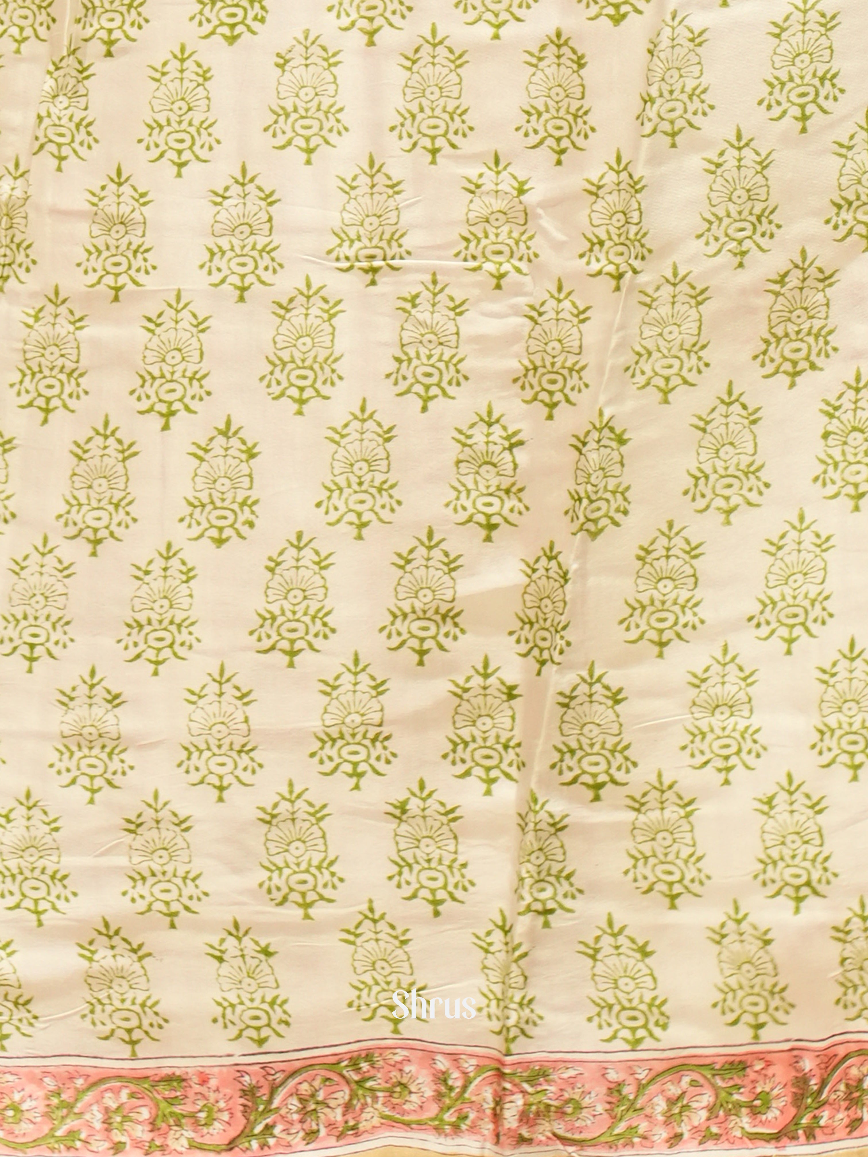 Pale Orange & Cream - Modal Silk Saree - Shop on ShrusEternity.com