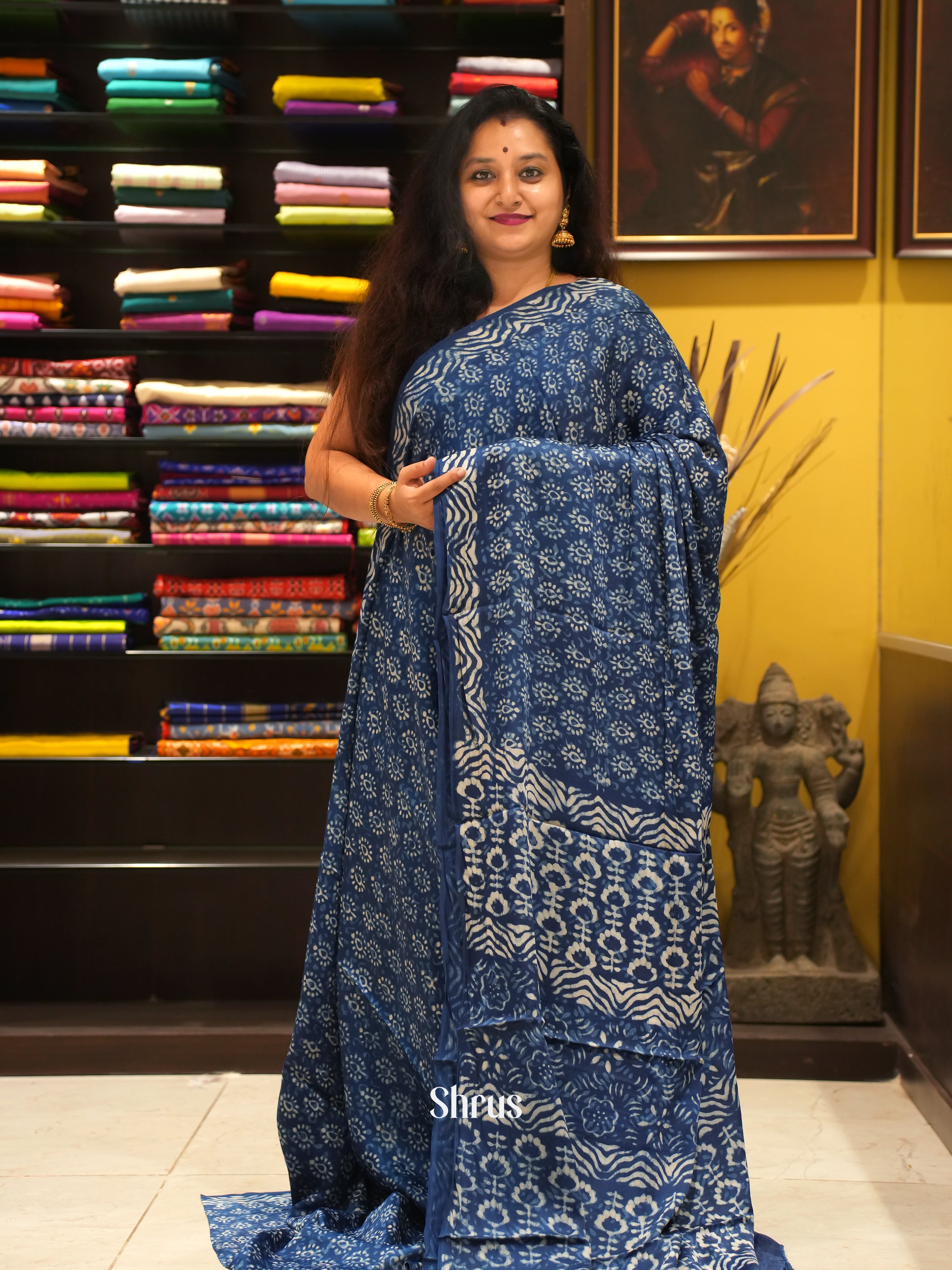 Blue - Modal Silk Saree - Shop on ShrusEternity.com