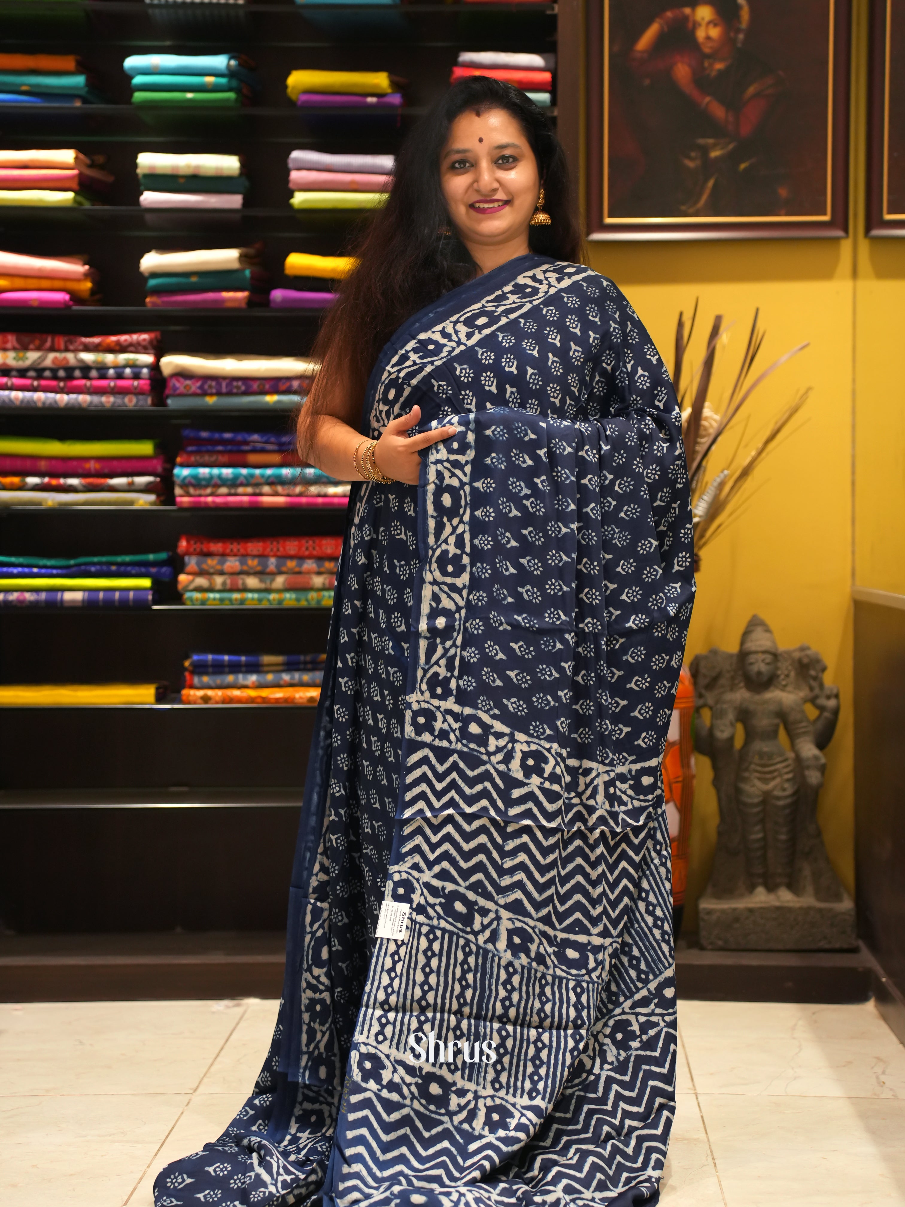 Blue - Modal Silk Saree - Shop on ShrusEternity.com