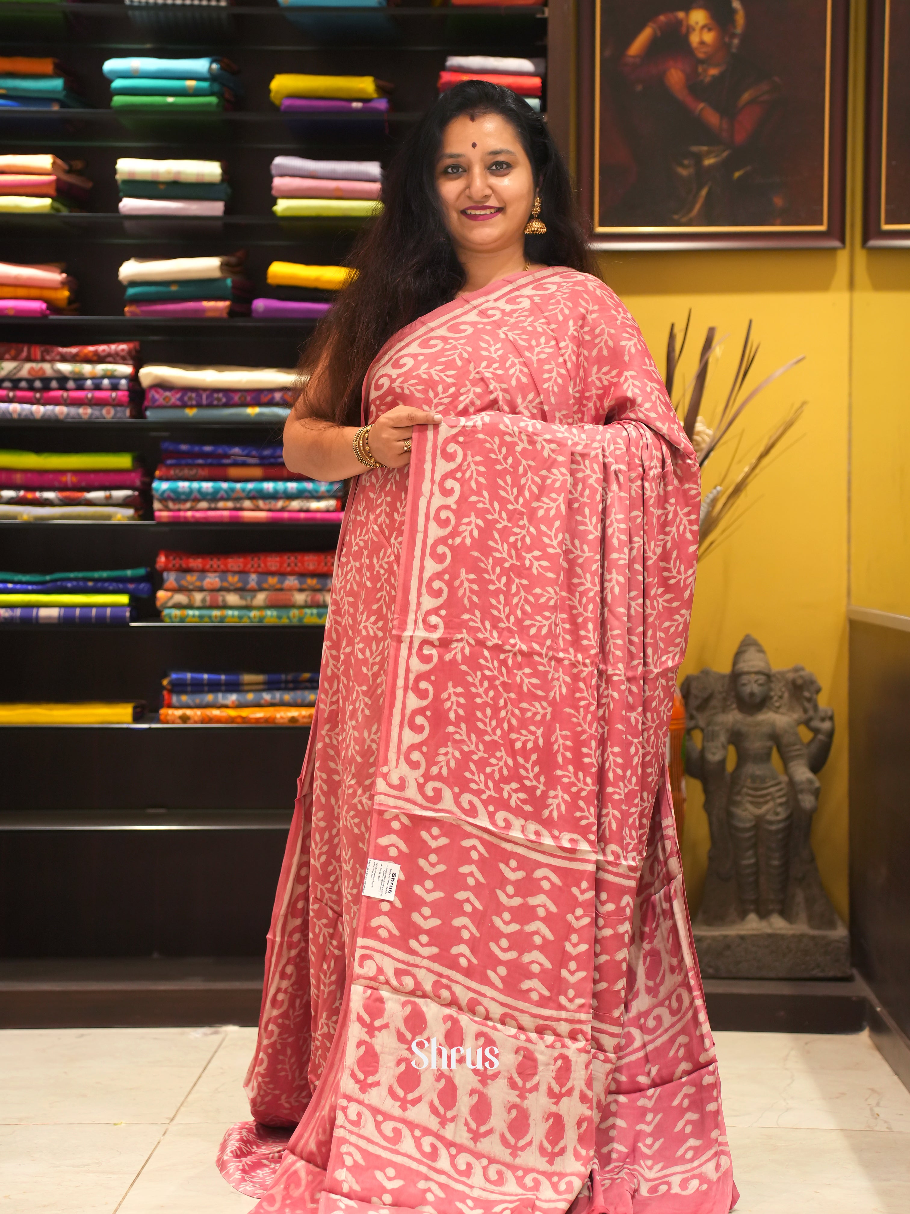 Pink - Modal Silk Saree - Shop on ShrusEternity.com