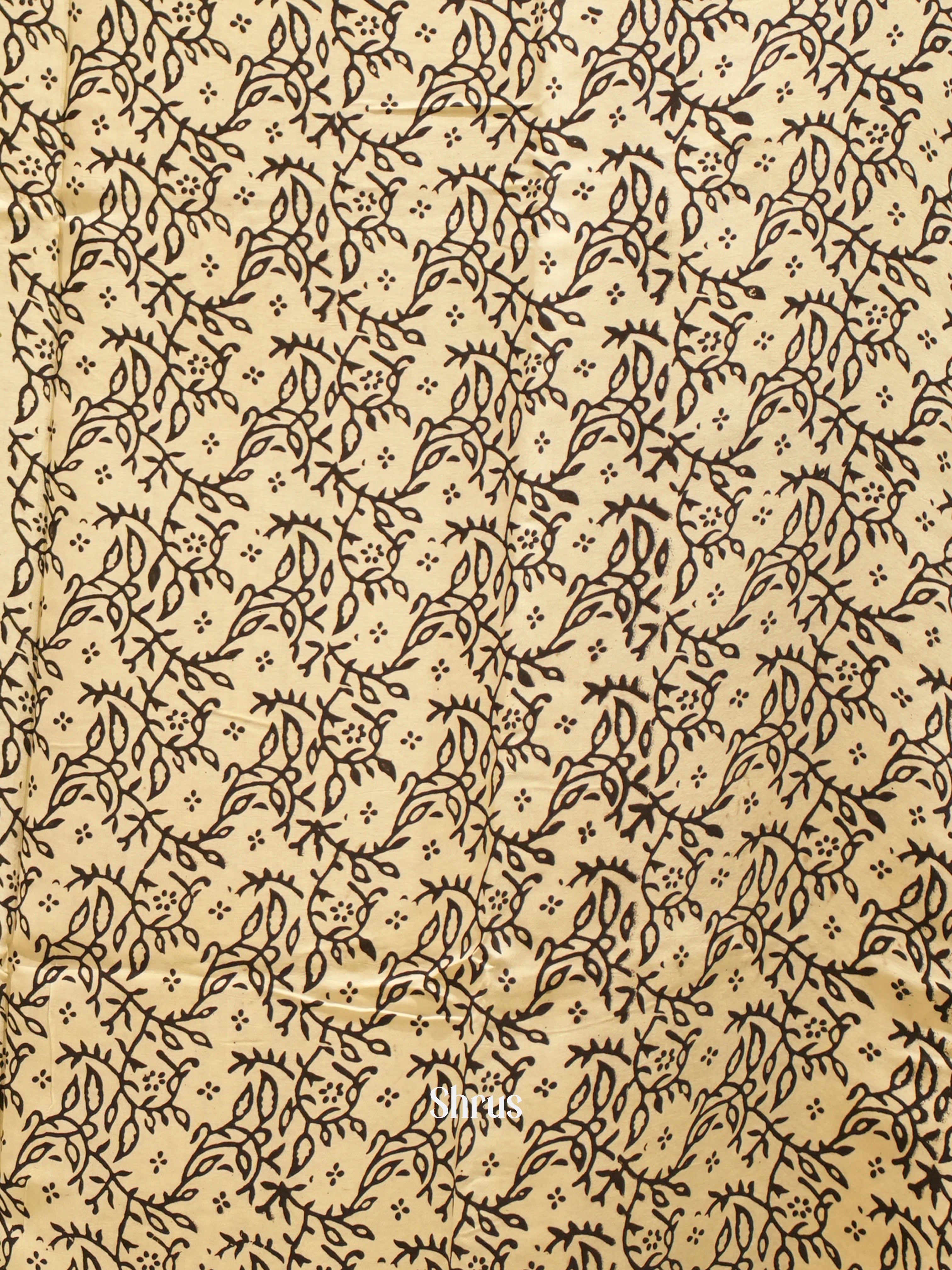 Cream & Green - Modal Silk Saree - Shop on ShrusEternity.com