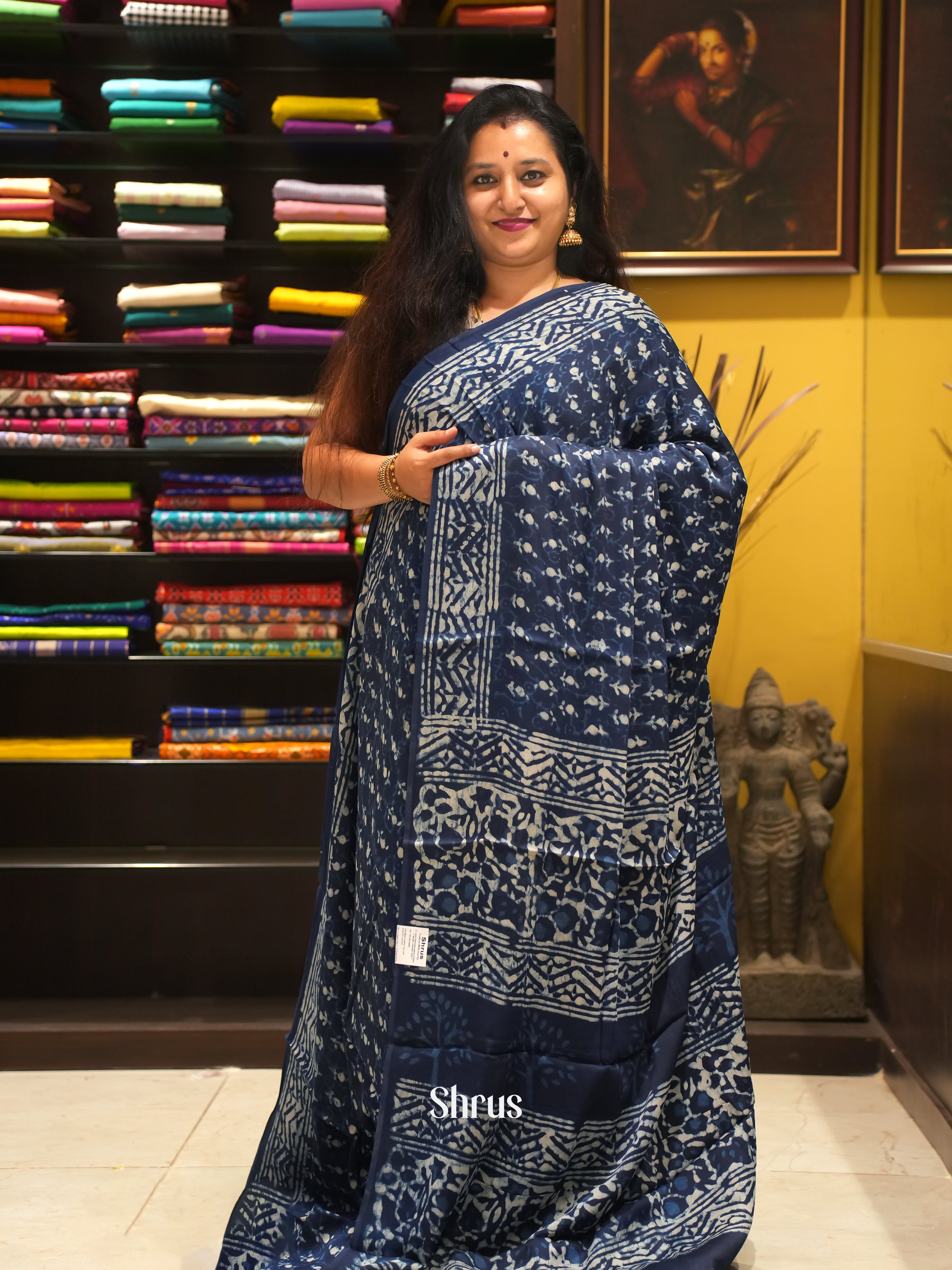 Blue - Modal Silk Saree - Shop on ShrusEternity.com