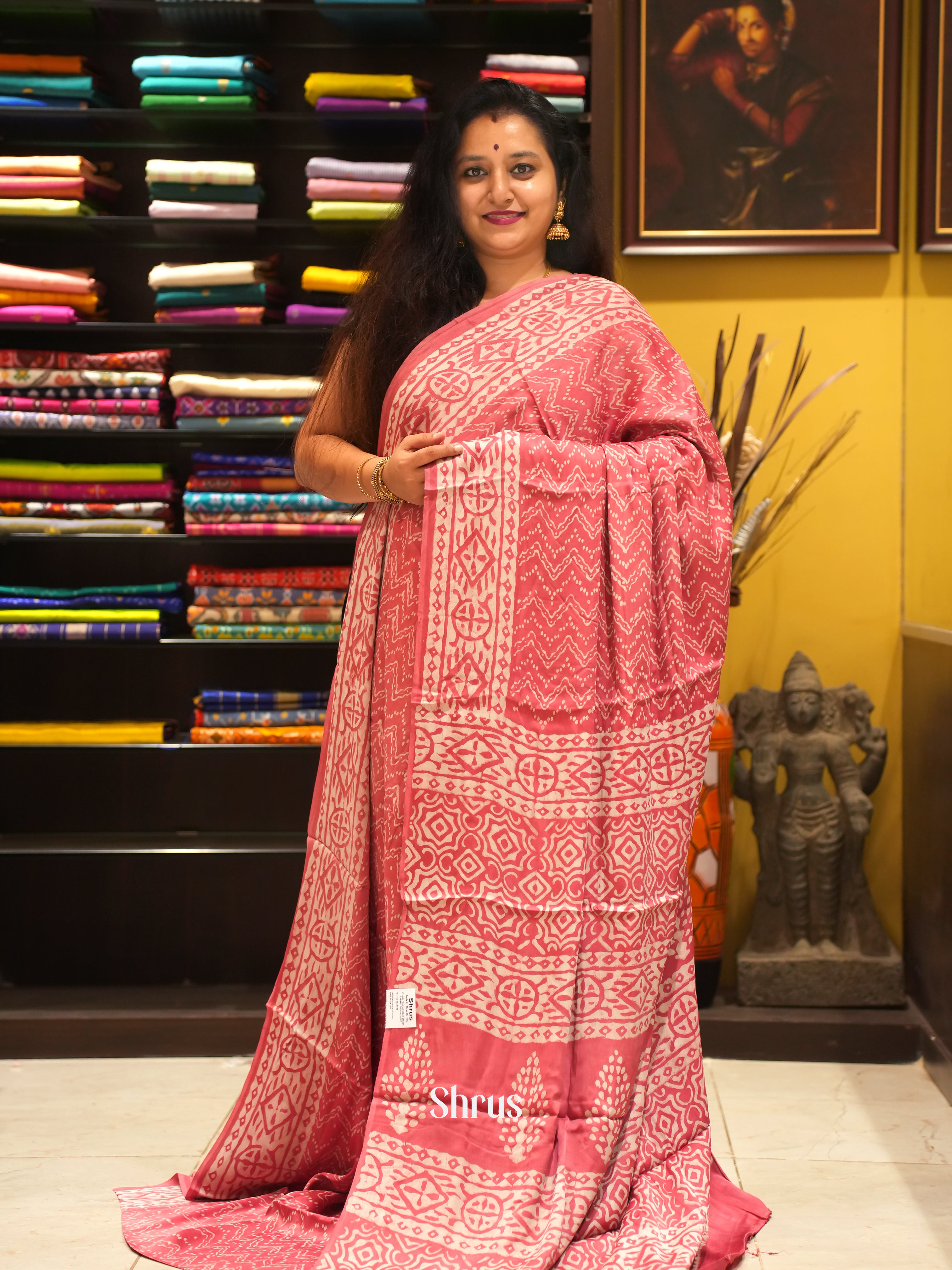 Pink - Modal Silk Saree - Shop on ShrusEternity.com
