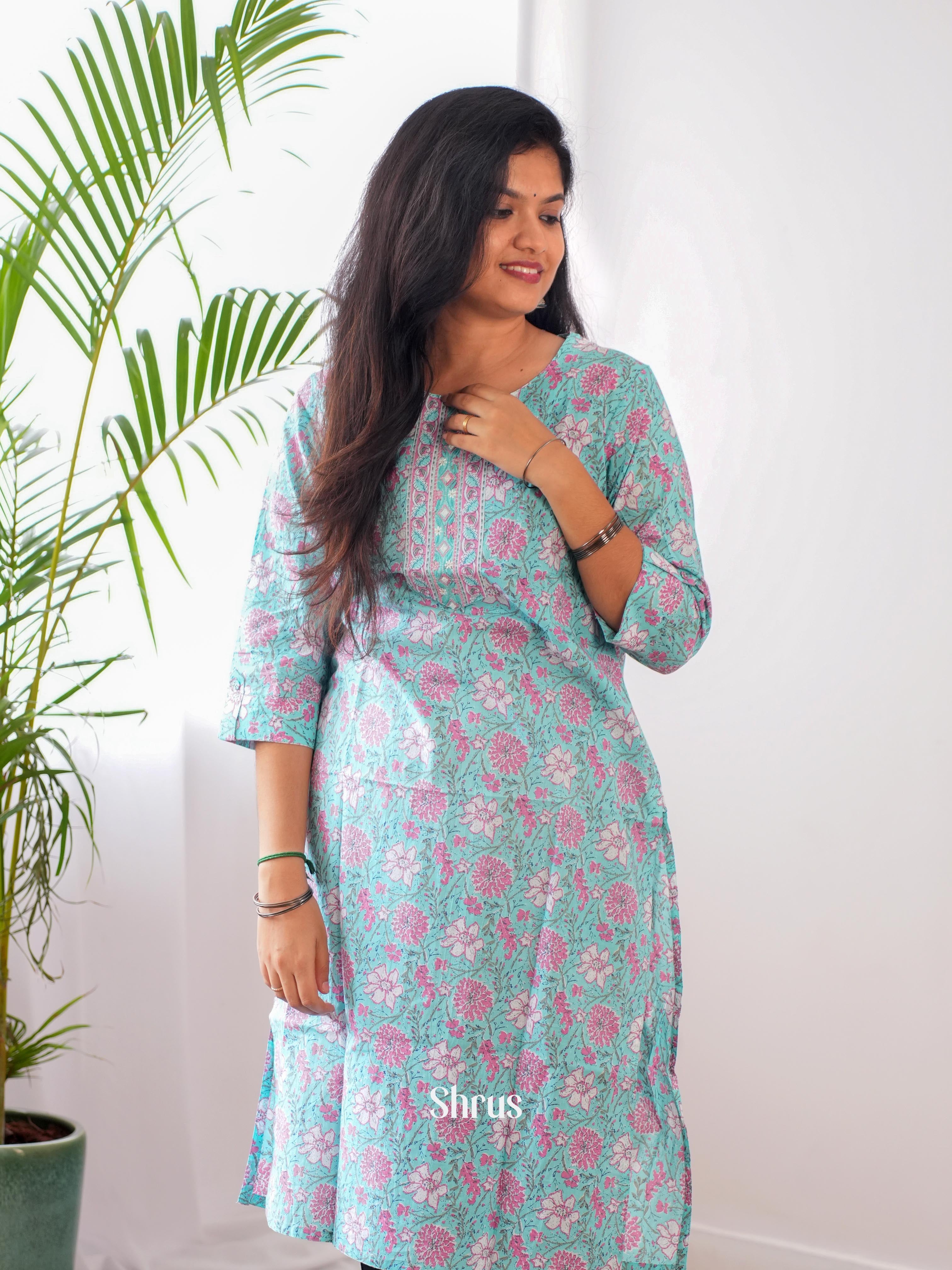 Green - Readymade Kurti - Shop on ShrusEternity.com