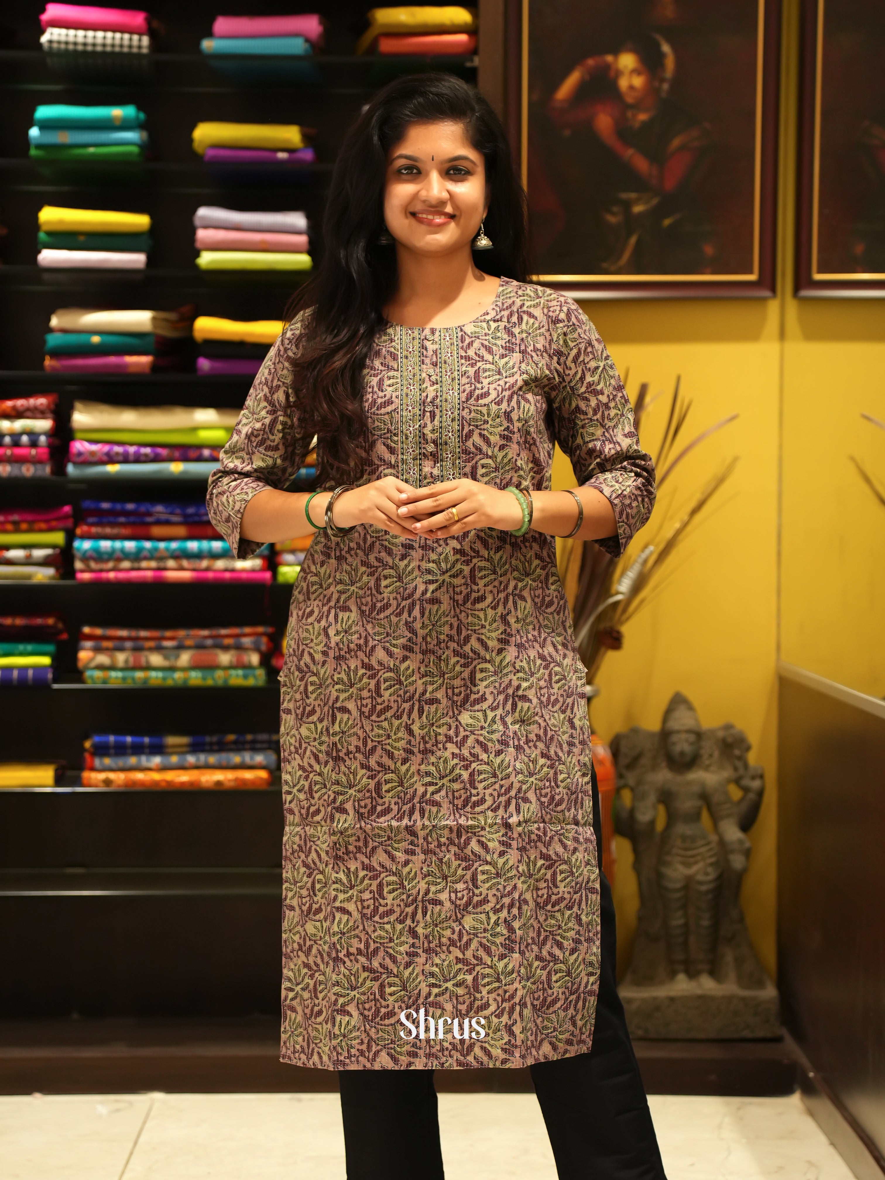 Brown - Readymade Kurti - Shop on ShrusEternity.com