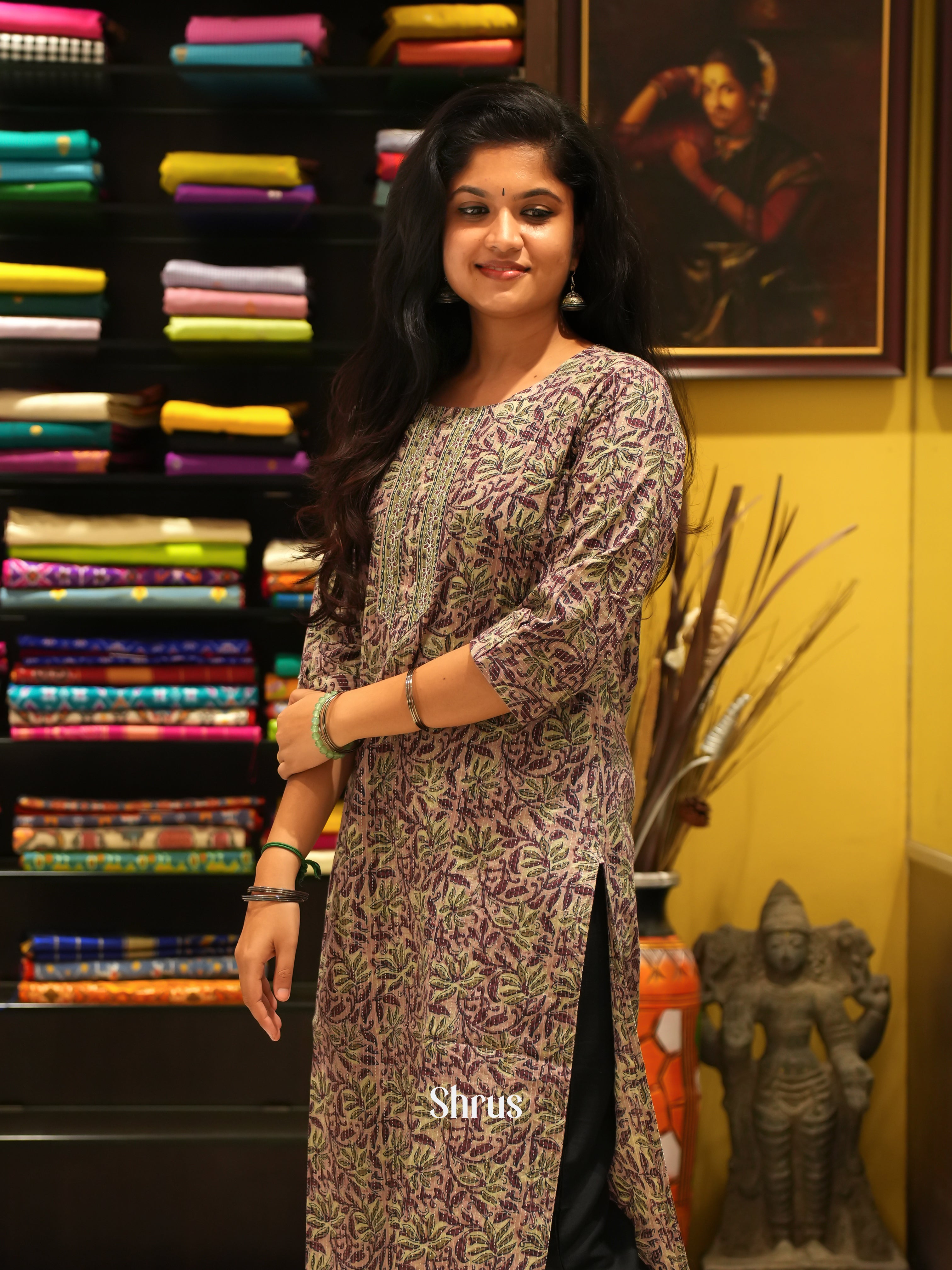 Brown - Readymade Kurti - Shop on ShrusEternity.com