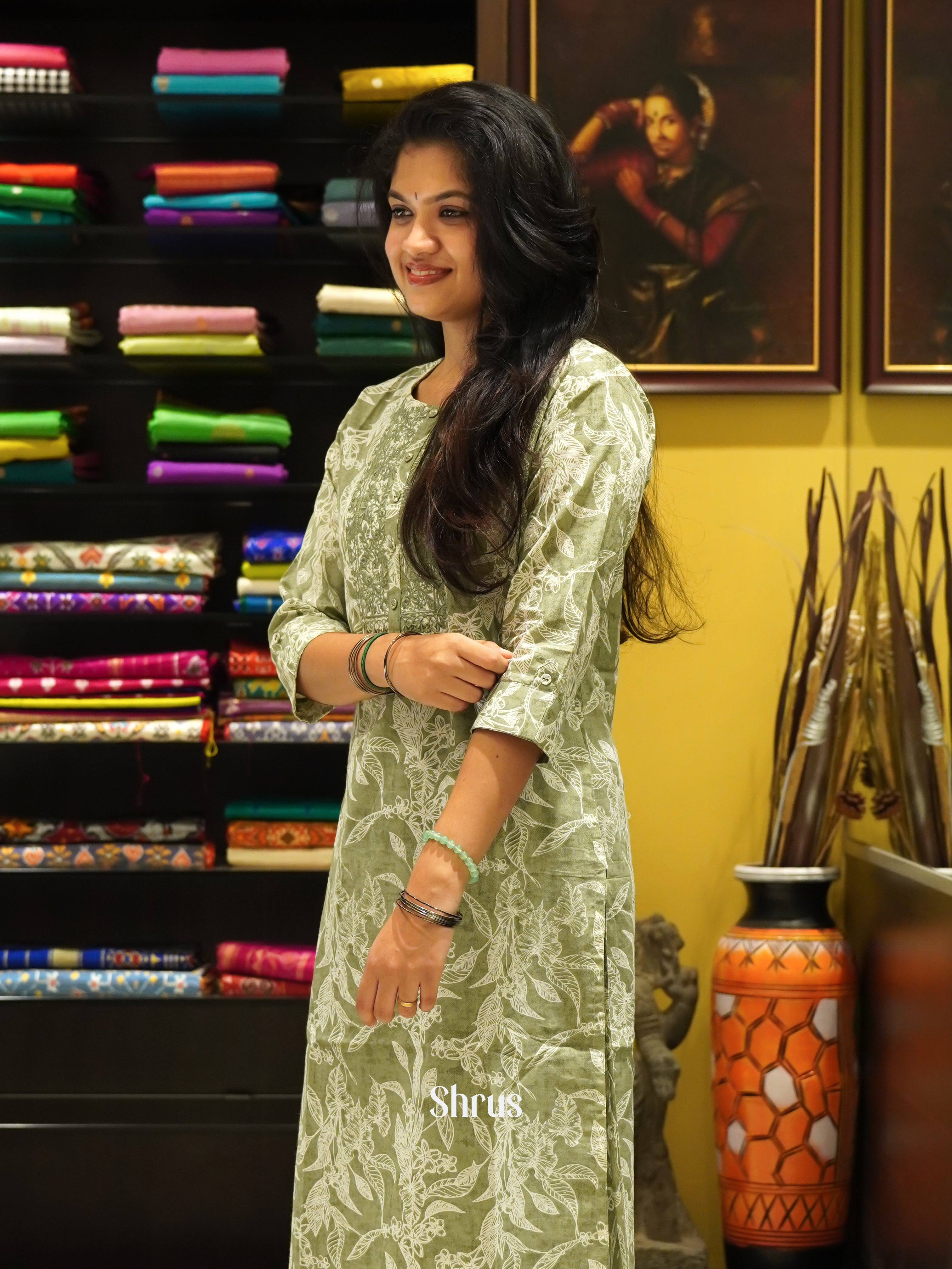 Green - Readymade Kurti - Shop on ShrusEternity.com