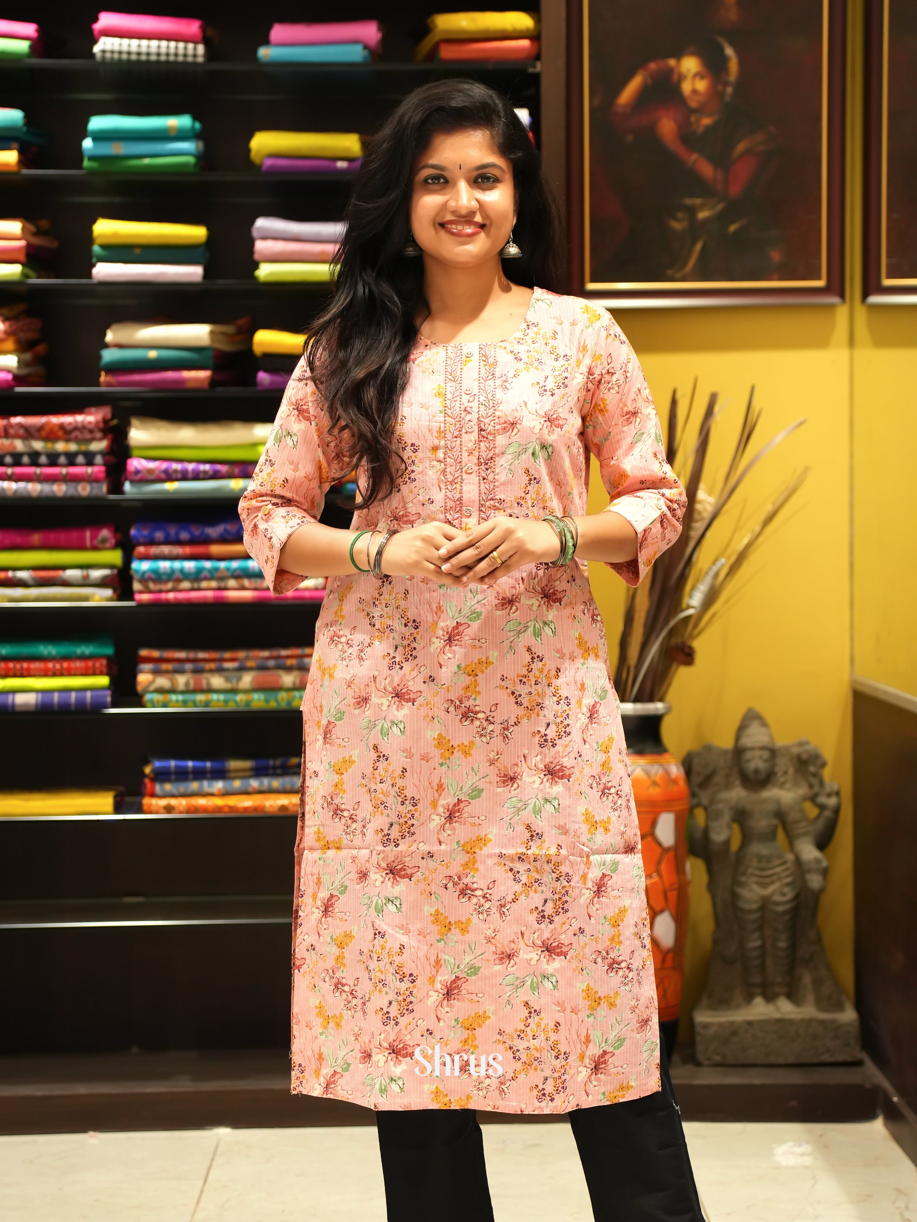 Peach - Readymade Kurti - Shop on ShrusEternity.com