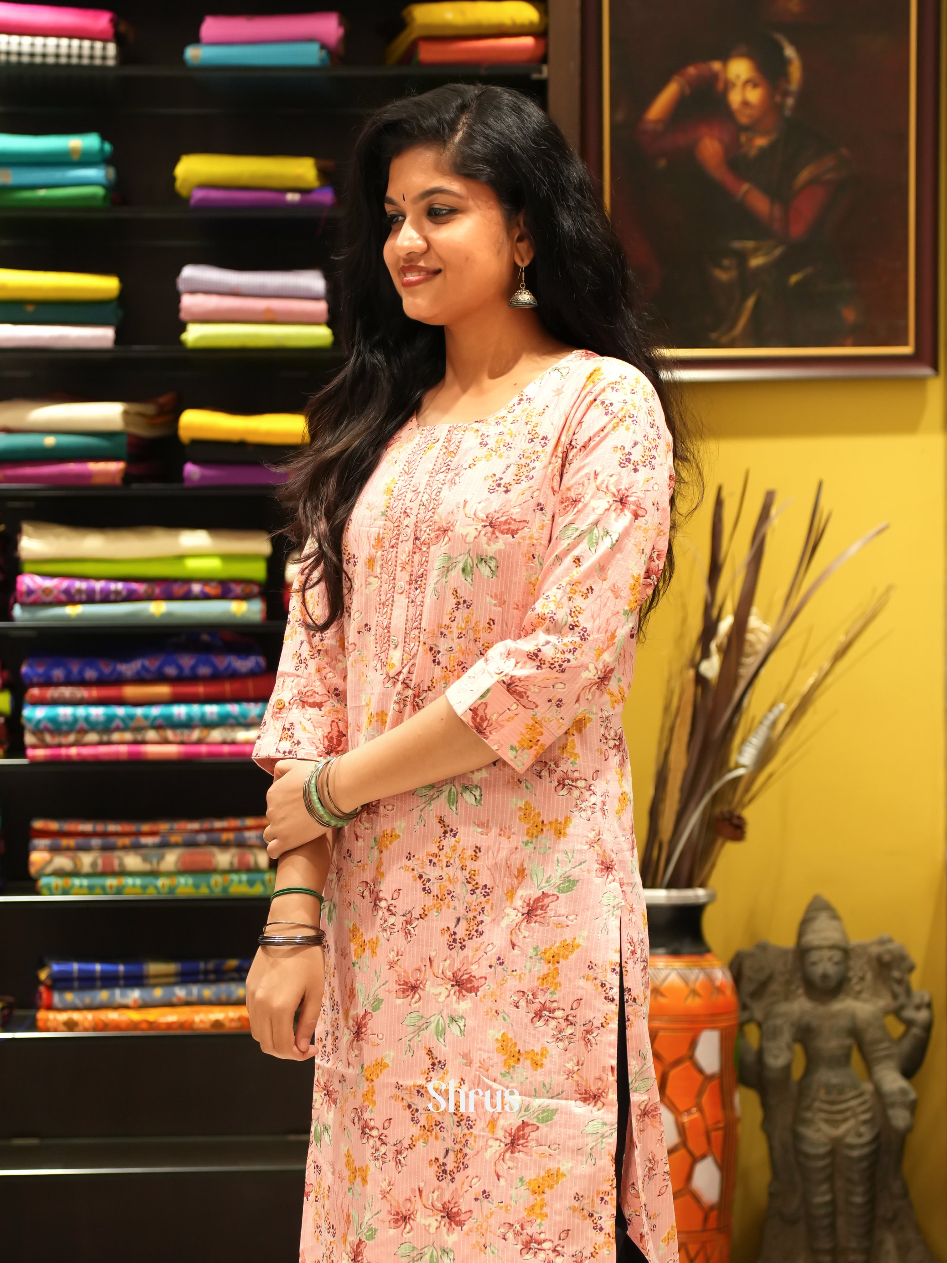 Peach - Readymade Kurti - Shop on ShrusEternity.com