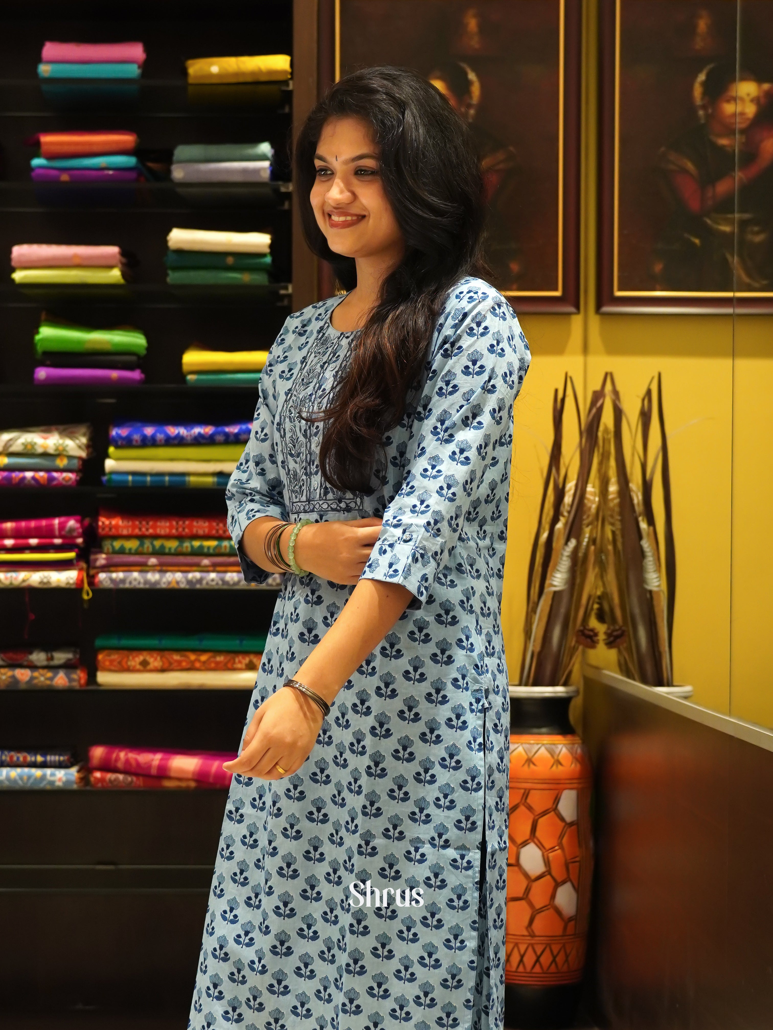 Grey - Readymade Kurti - Shop on ShrusEternity.com