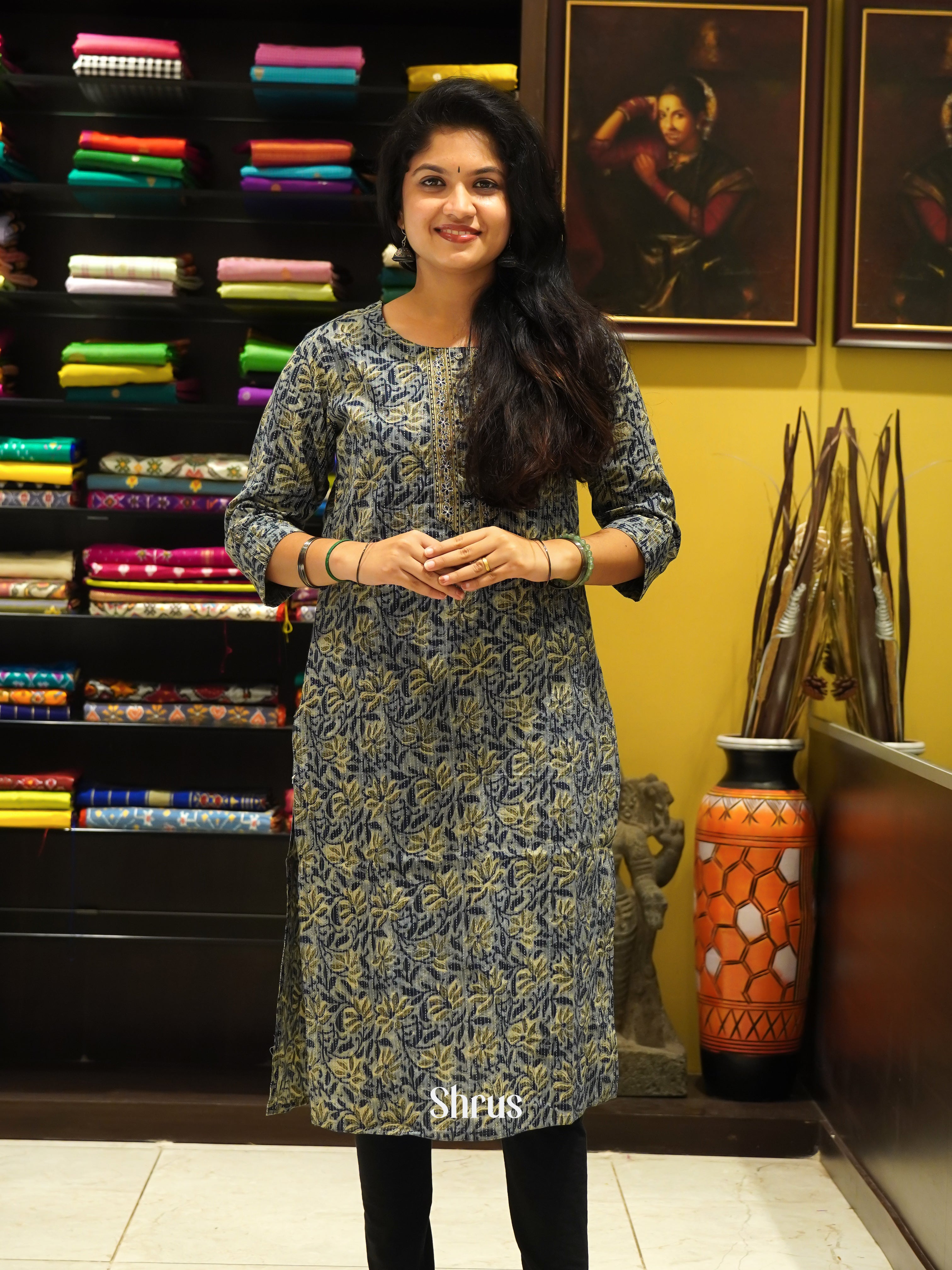 Grey - Readymade Kurti - Shop on ShrusEternity.com