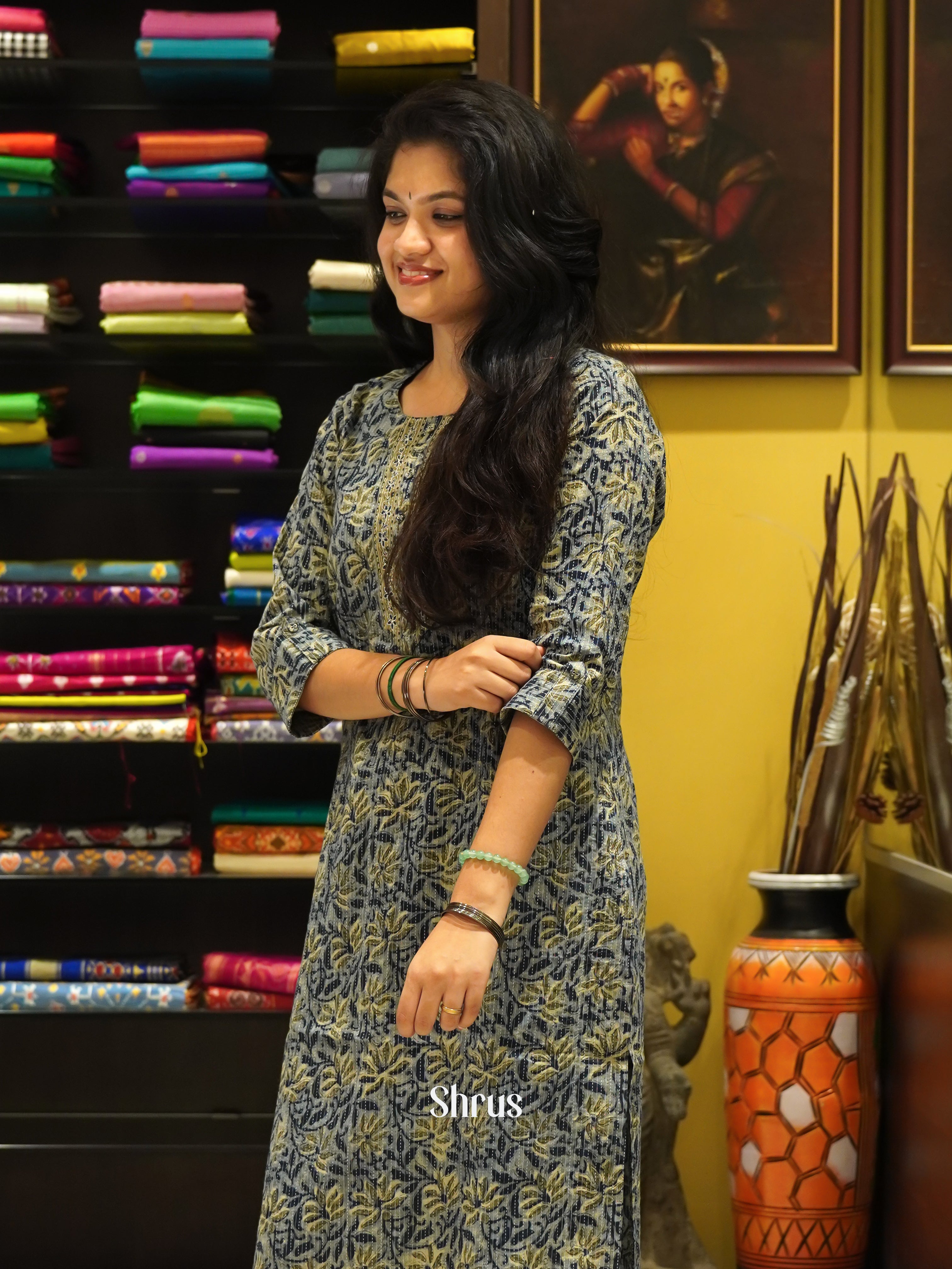 Grey - Readymade Kurti - Shop on ShrusEternity.com