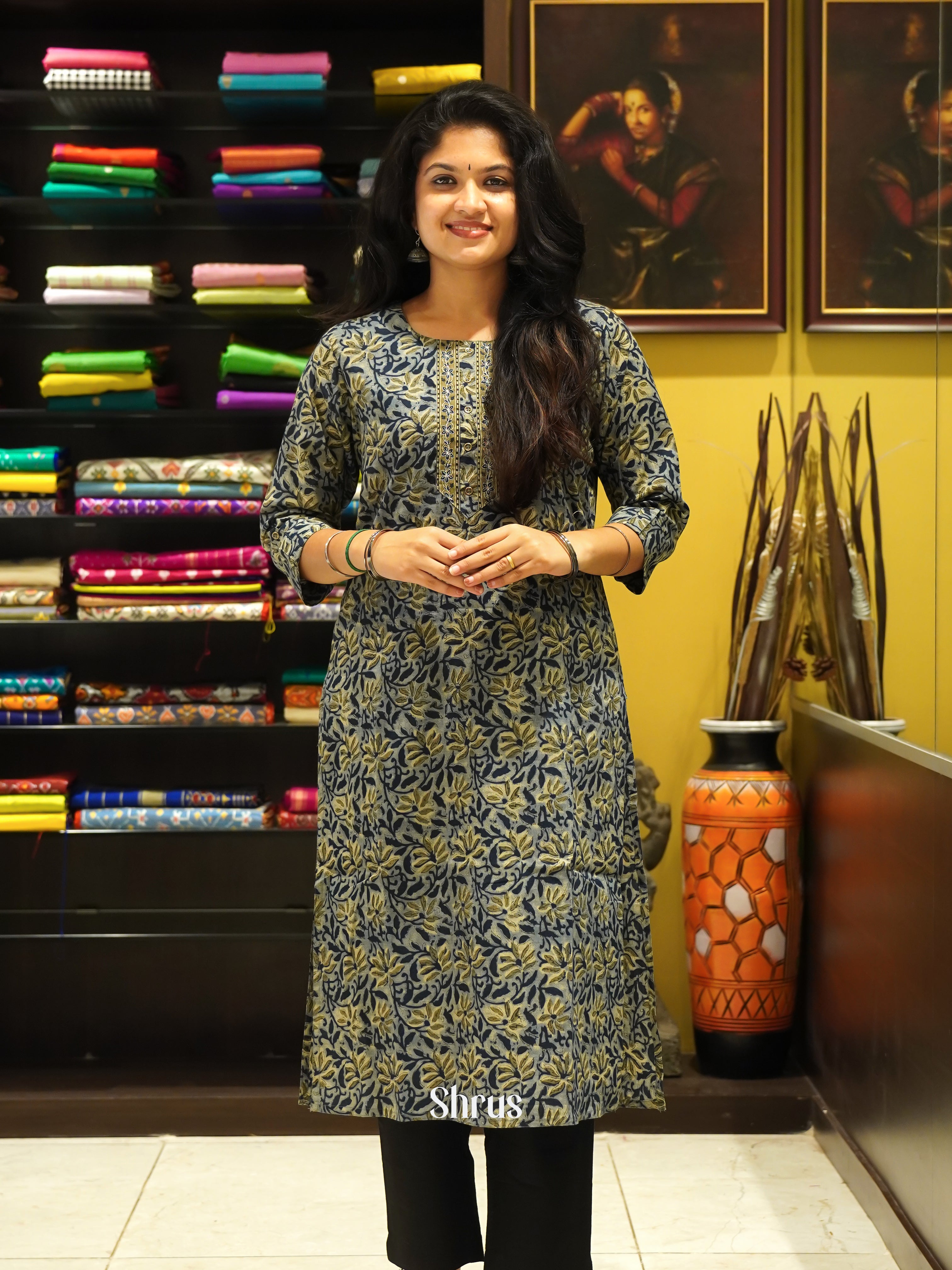 Grey & Black - Readymade Kurti - Shop on ShrusEternity.com