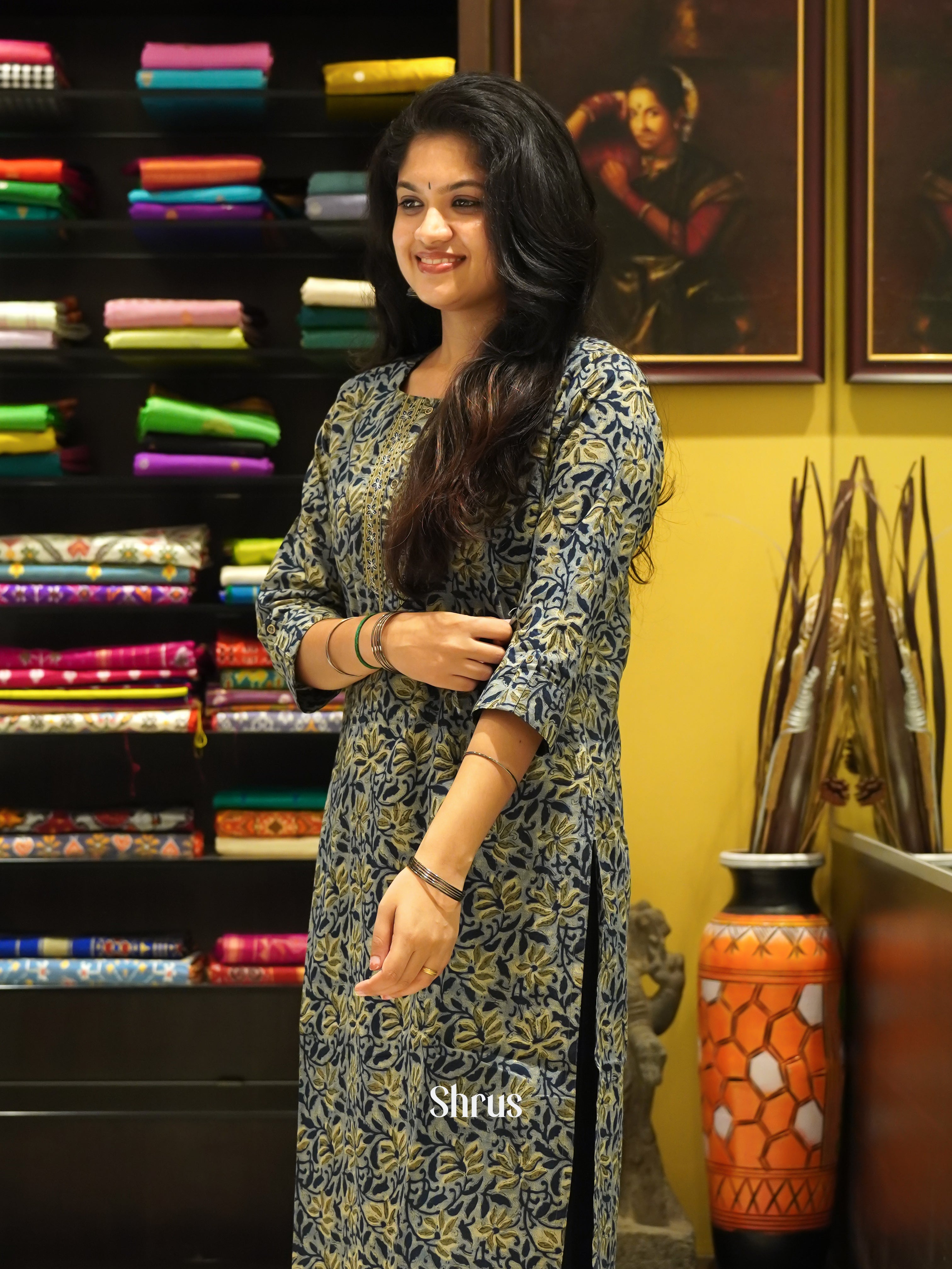 Grey & Black - Readymade Kurti - Shop on ShrusEternity.com