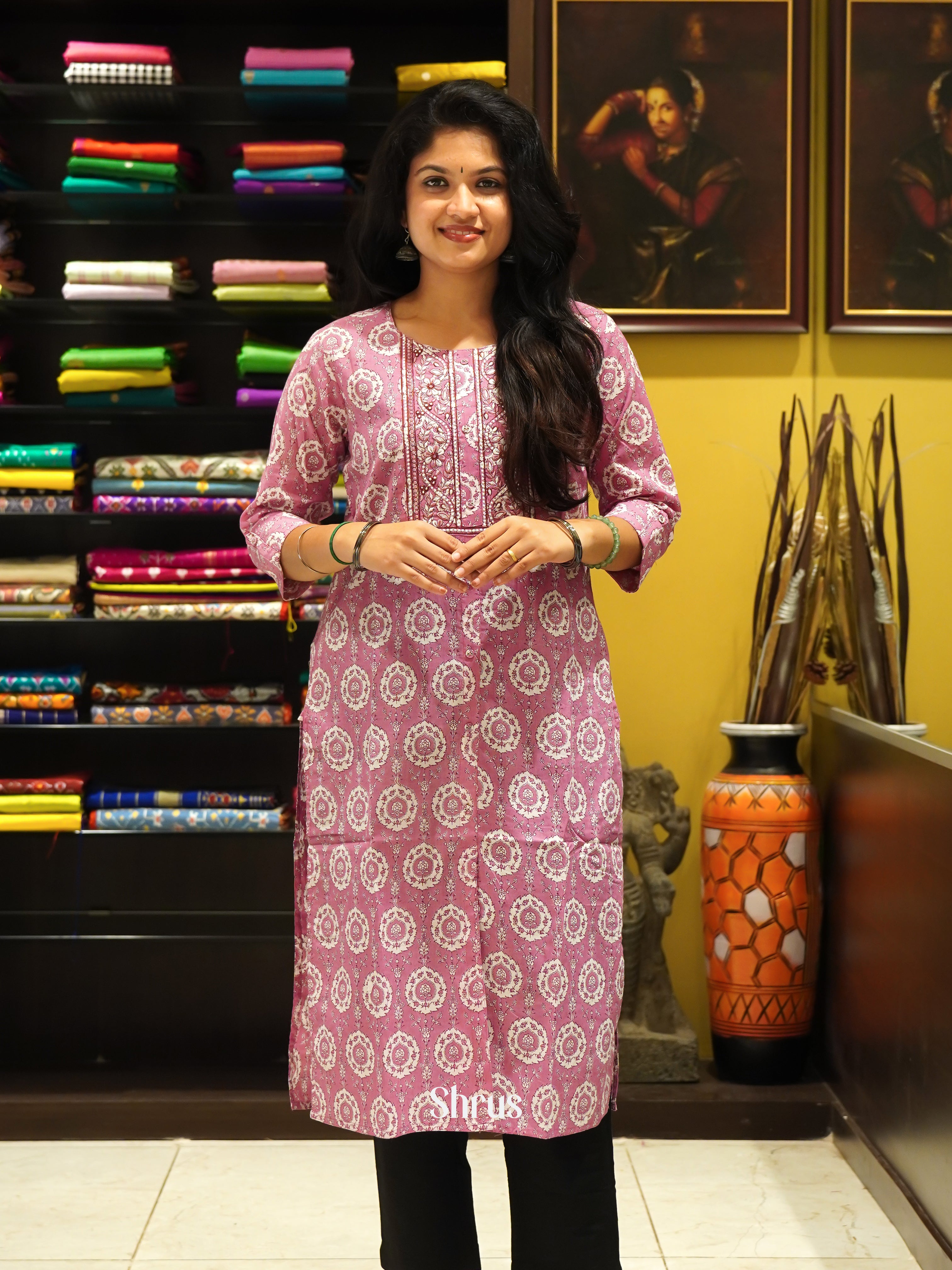 Pink - Readymade Kurti - Shop on ShrusEternity.com