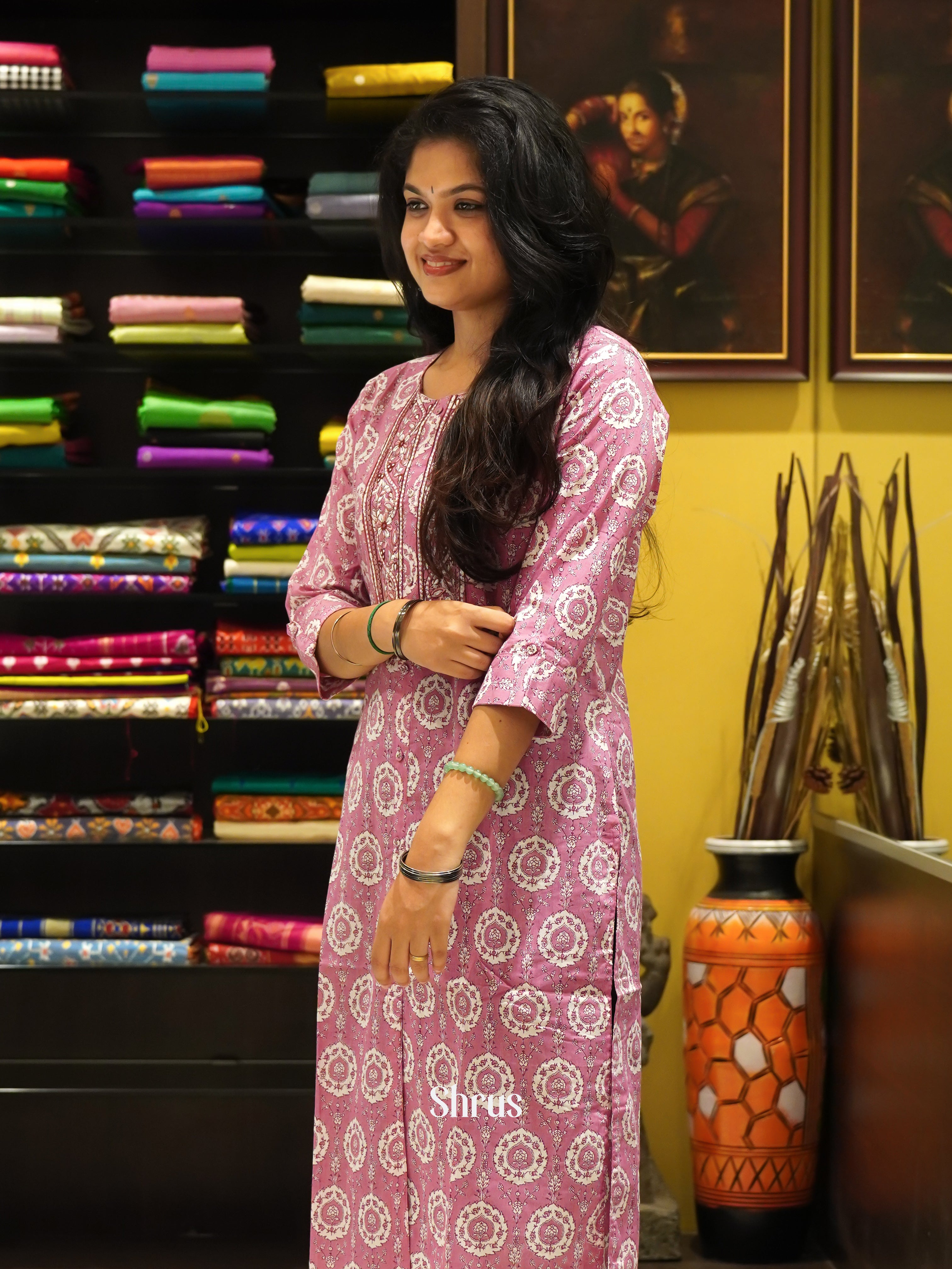 Pink - Readymade Kurti - Shop on ShrusEternity.com