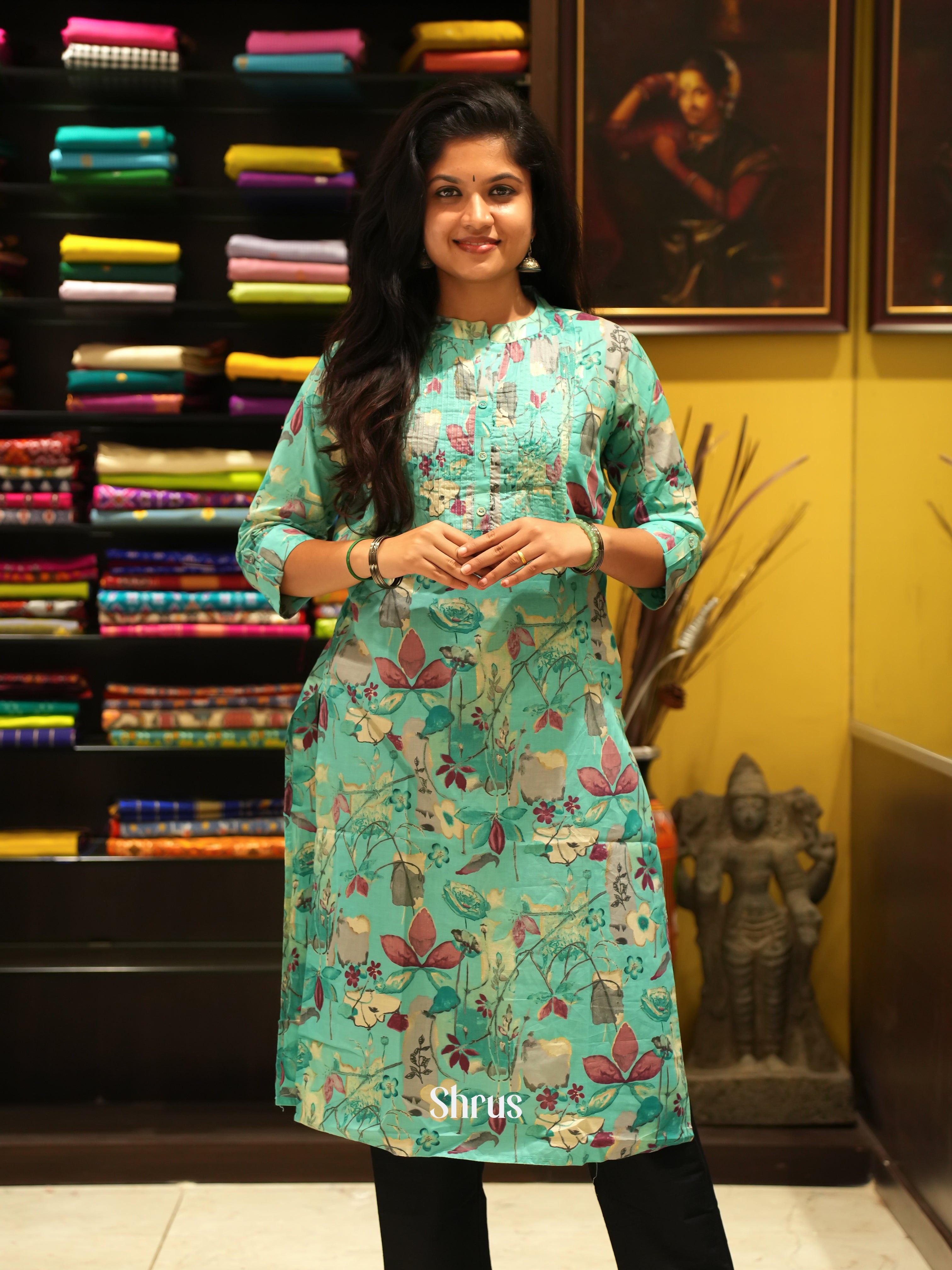 Green - Readymade Kurti - Shop on ShrusEternity.com